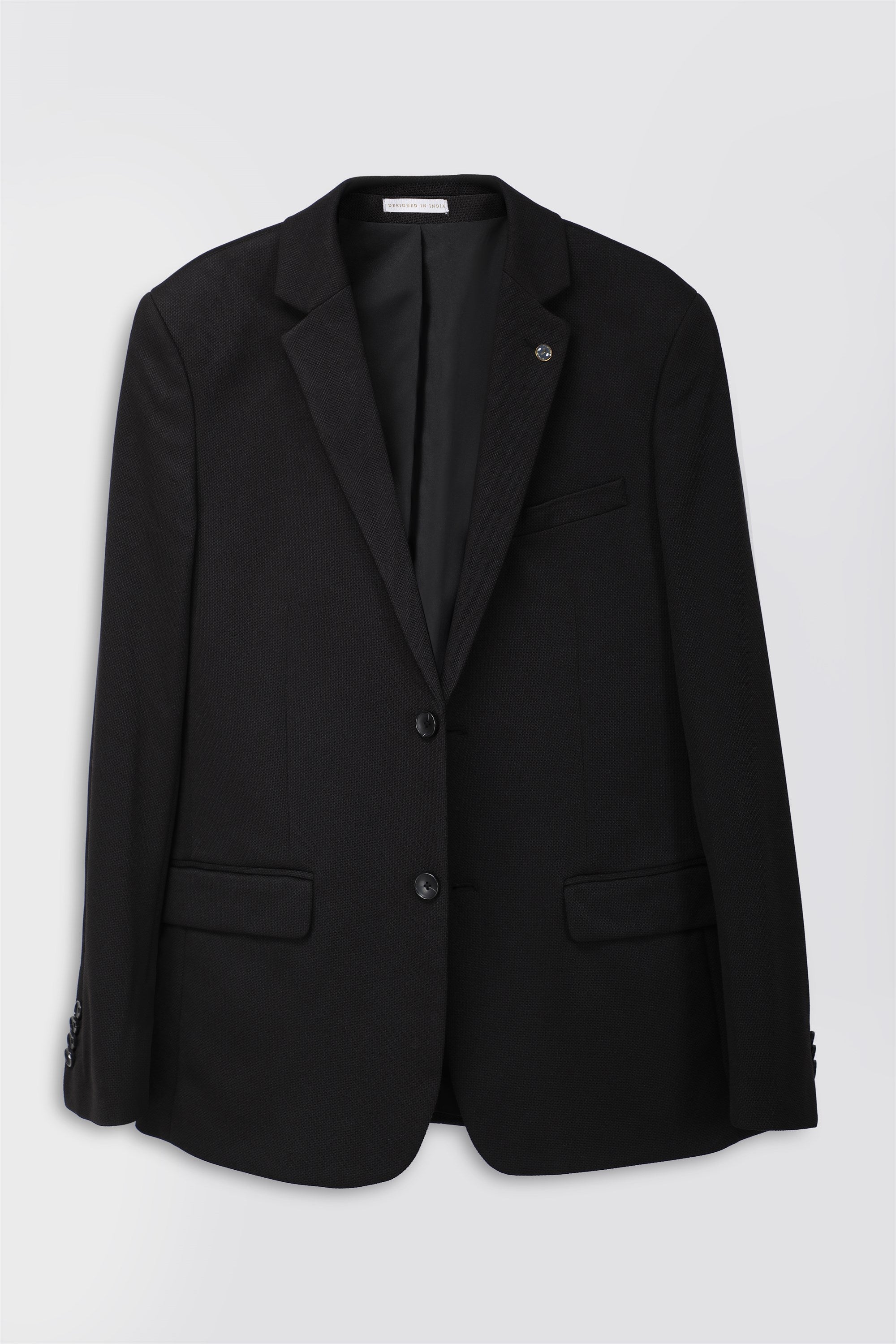 T the brand Super Slim Fit Fully Lined Knit Blazer - Black