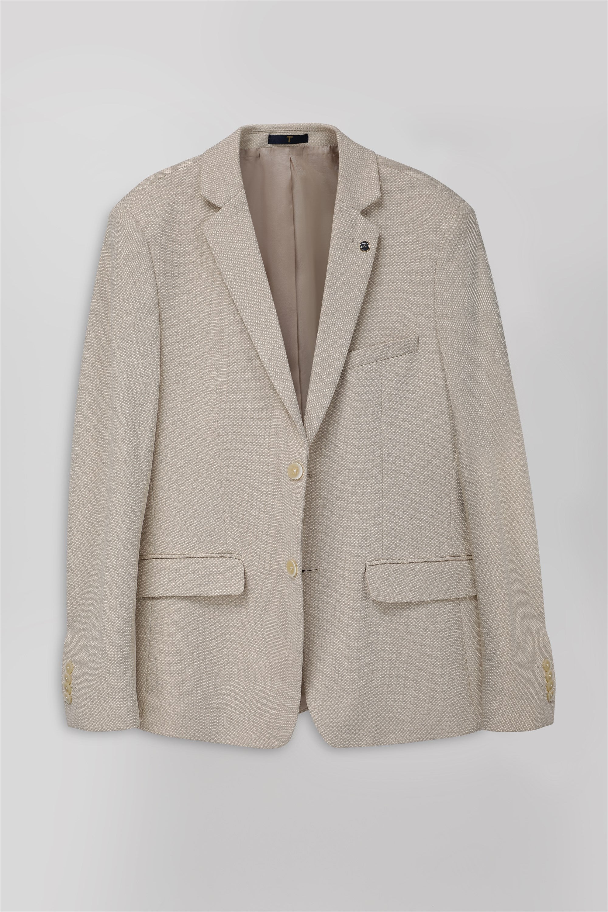 T the brand Slim Fit Knit Blazer - Beige