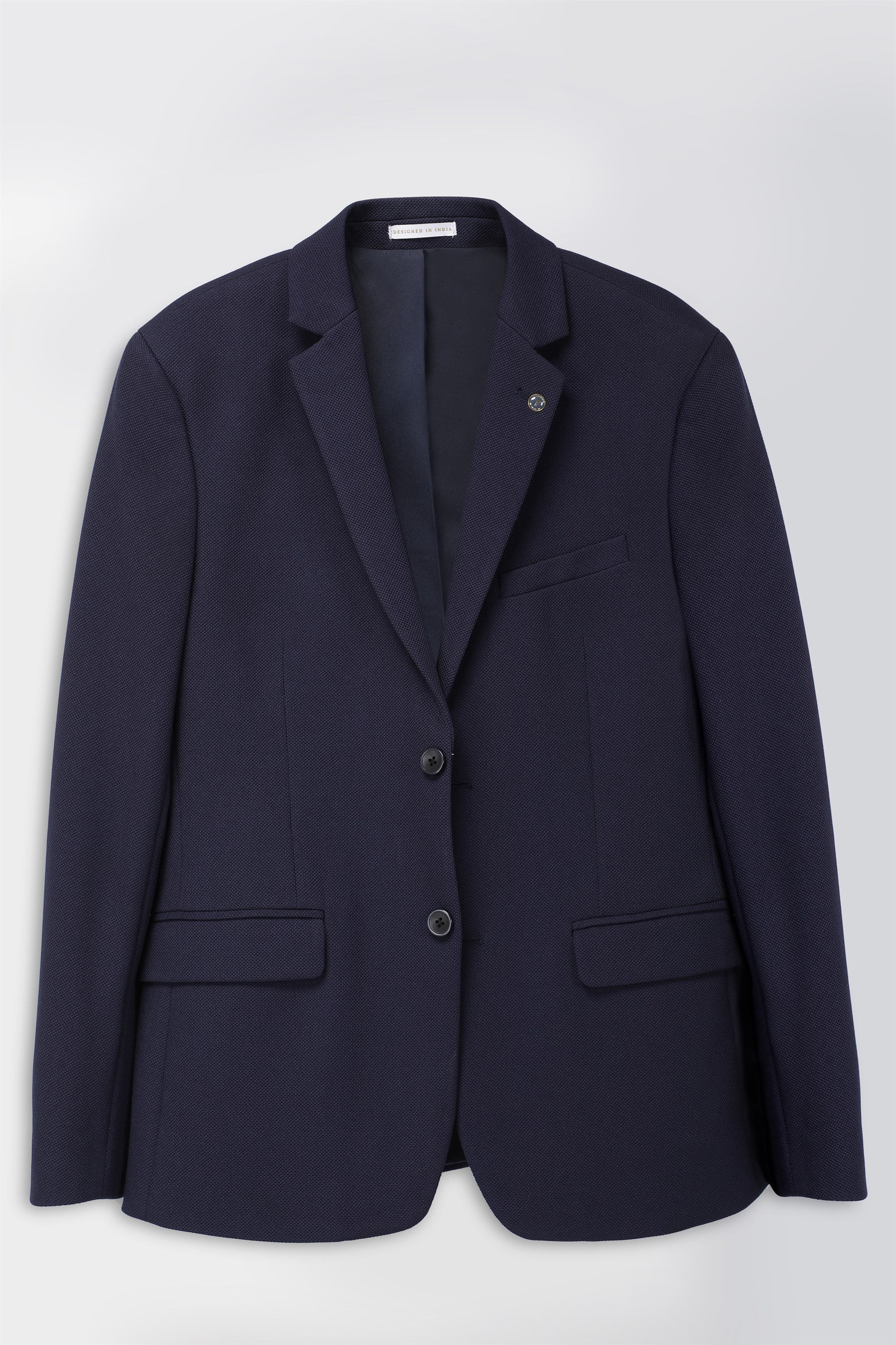 T the brand Super Slim Fit Fully Lined Knit Blazer - Navy Blue