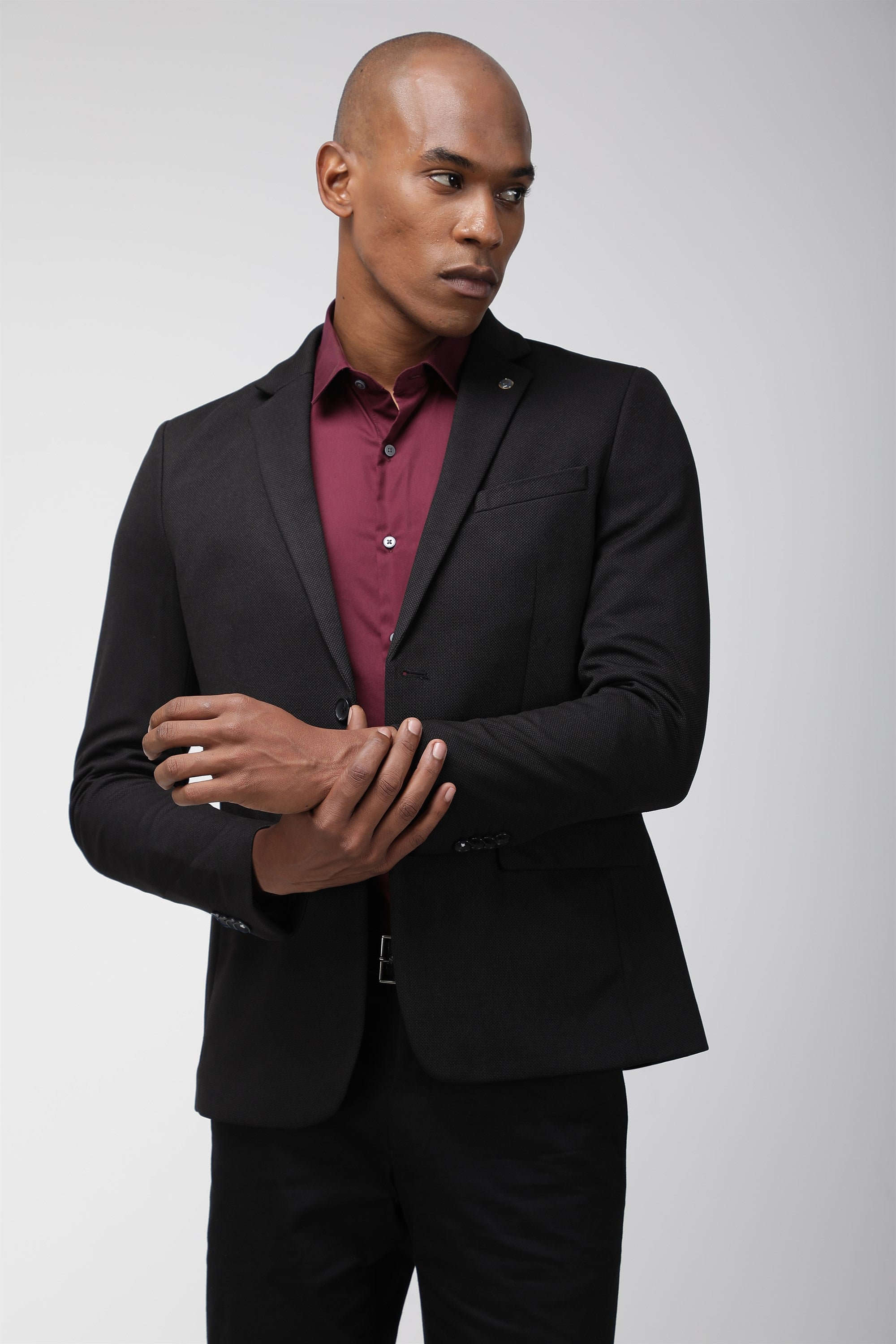 T the brand Super Slim Fit Fully Lined Knit Blazer - Black