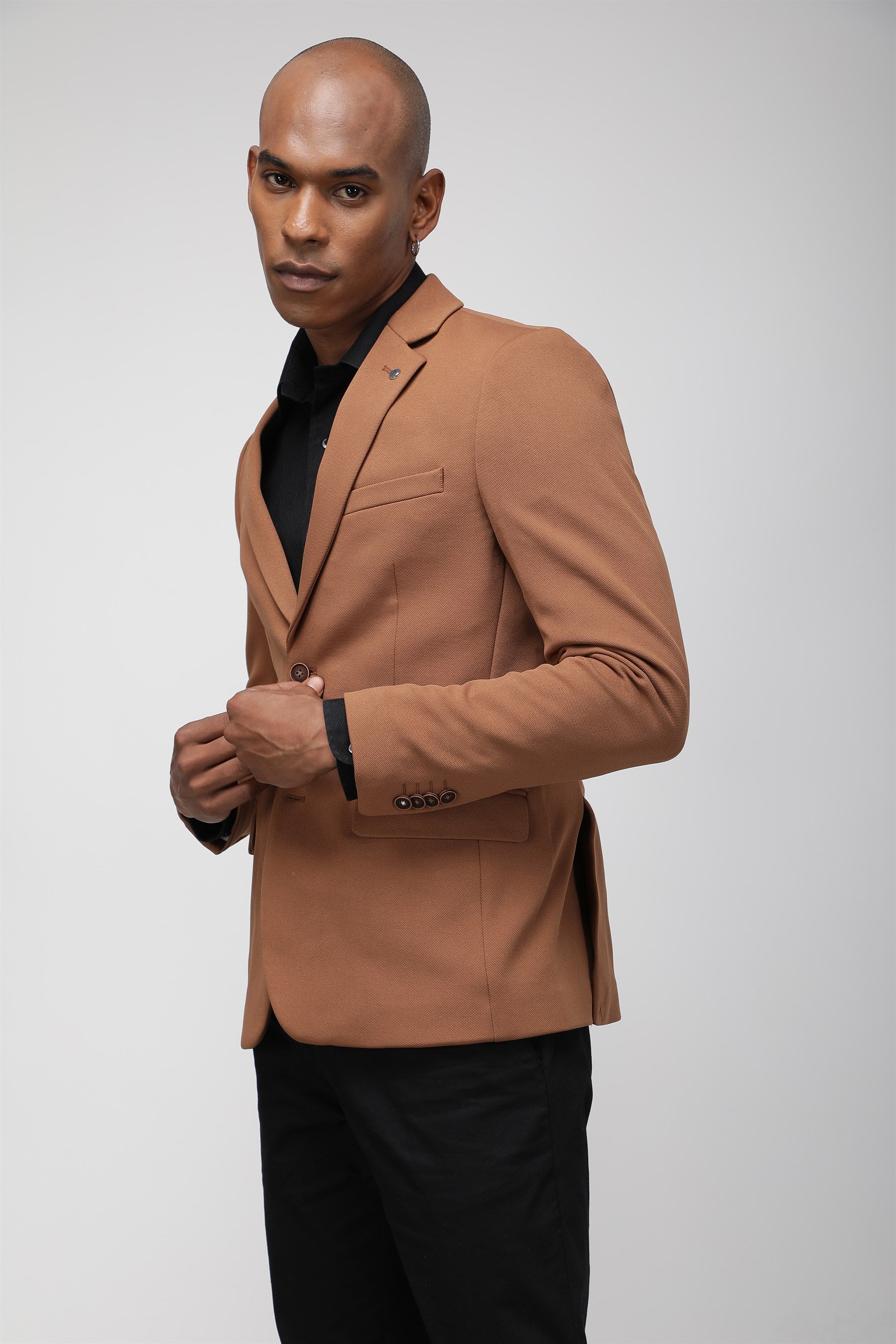 T the brand Super Slim Fit Knit Blazer - Rust