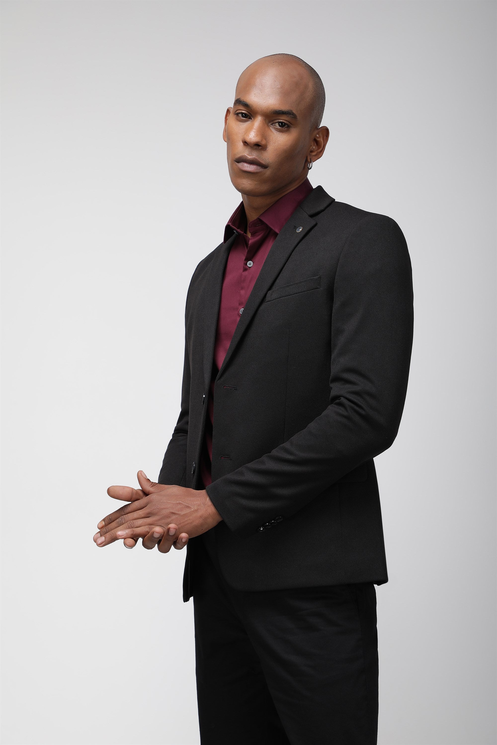 T the brand Super Slim Fit Fully Lined Knit Blazer - Black