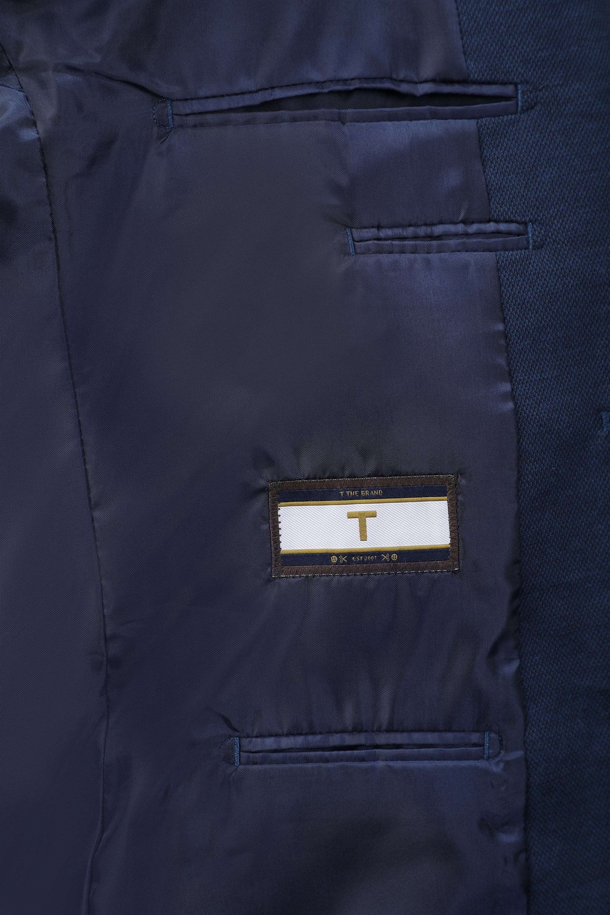 T the brand Slim Fit Fully Lined Knit Blazer - Blue