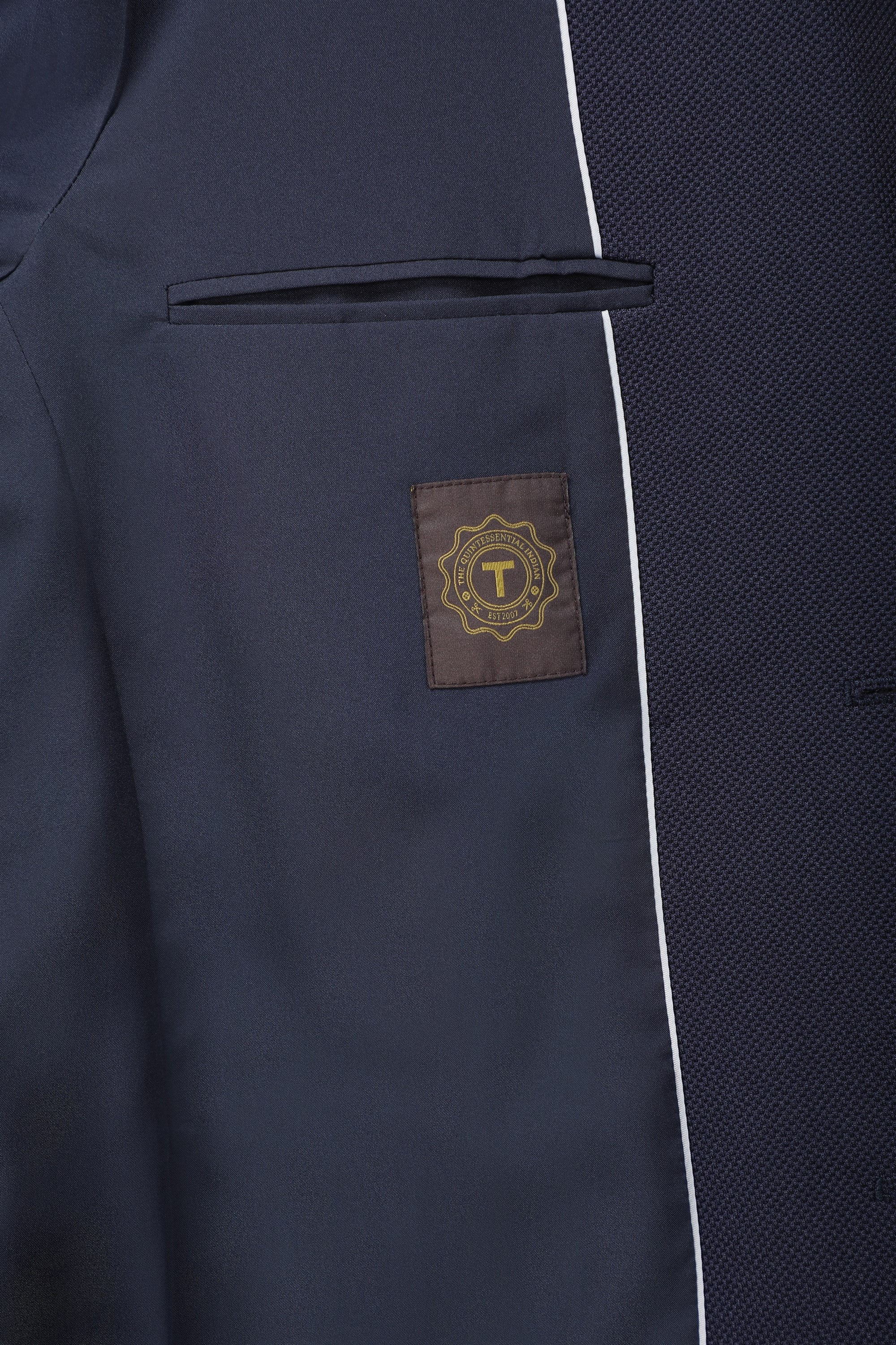 T the brand Super Slim Fit Fully Lined Knit Blazer - Navy Blue