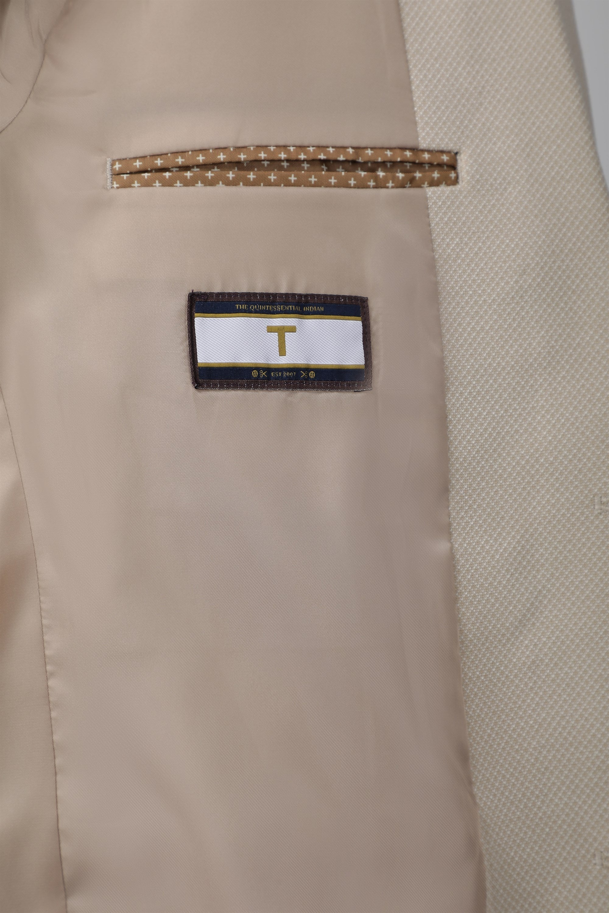 T the brand Slim Fit Knit Blazer - Beige