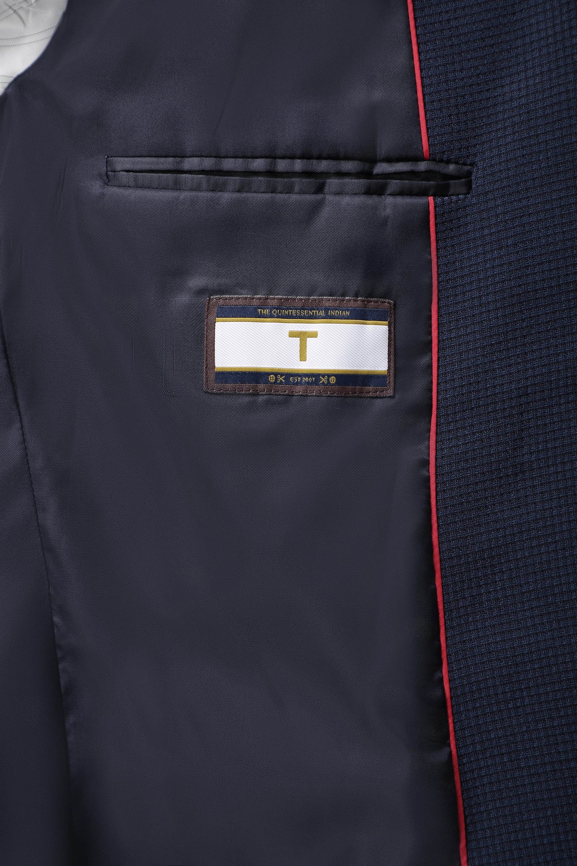 T the brand Super Slim Fit Fully Lined Knit Blazer - Blue