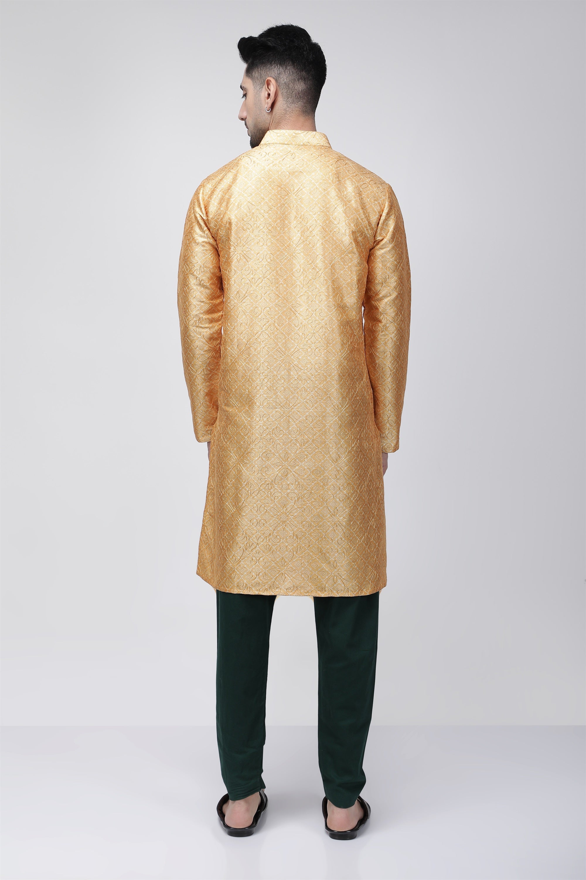 Tale of Teal Embroidered Long Ethnic Kurta - Yellow