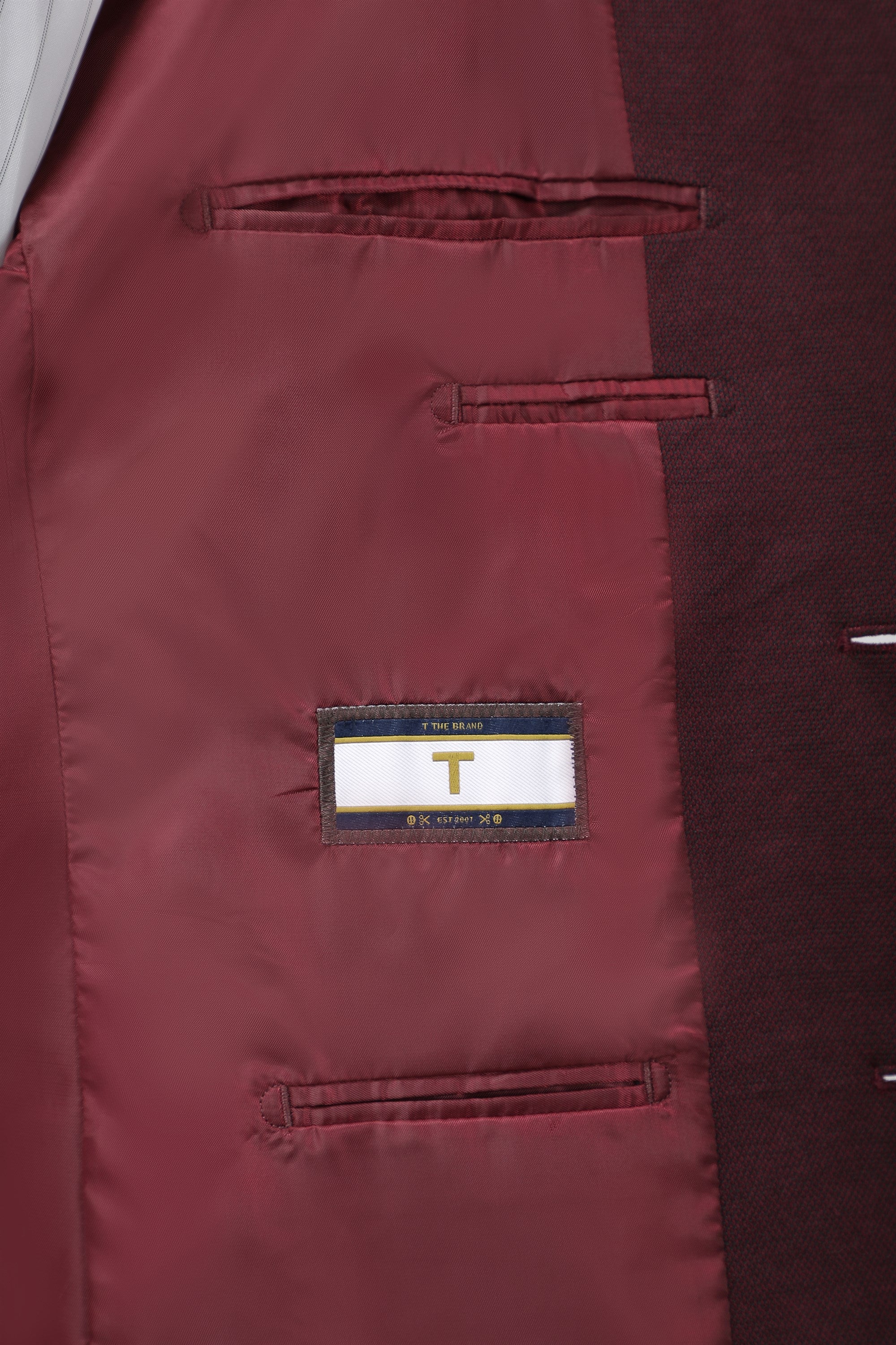 T the brand Slim Fit Fully Lined Knit Blazer - Maroon