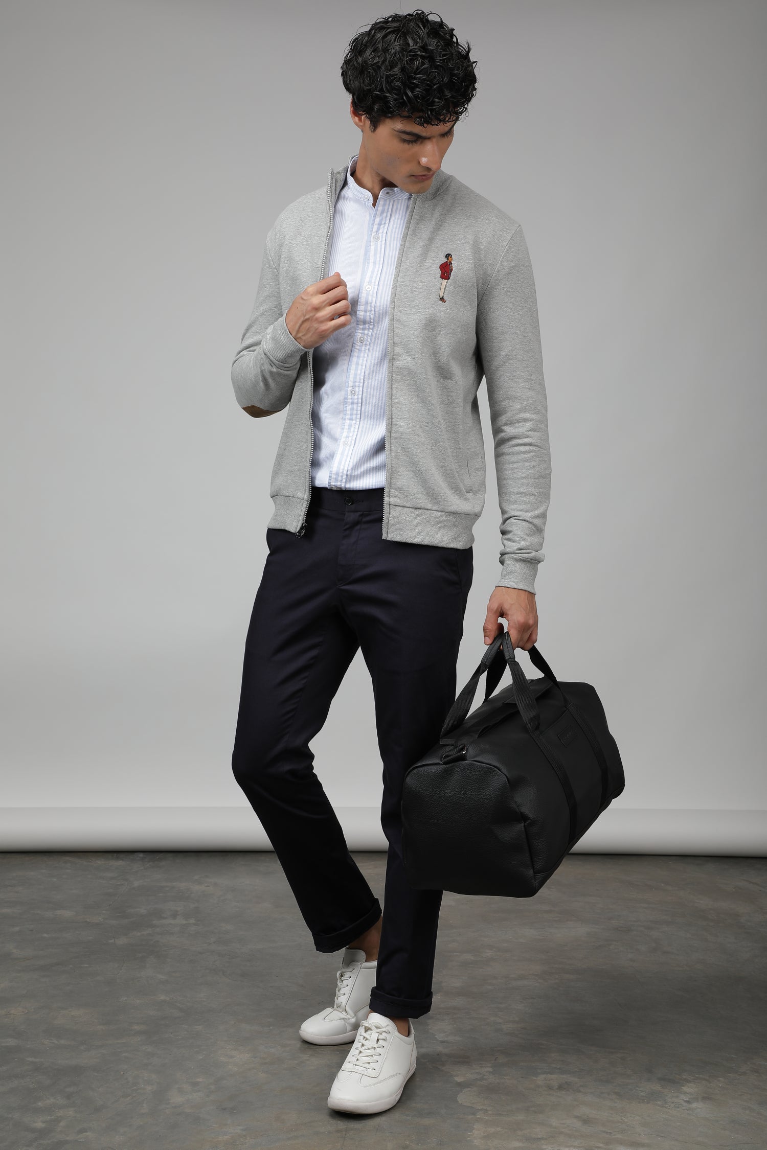 Mr.Brown Men's High Neck Full Sleeve Slim Fit Sweatshirt - Grey