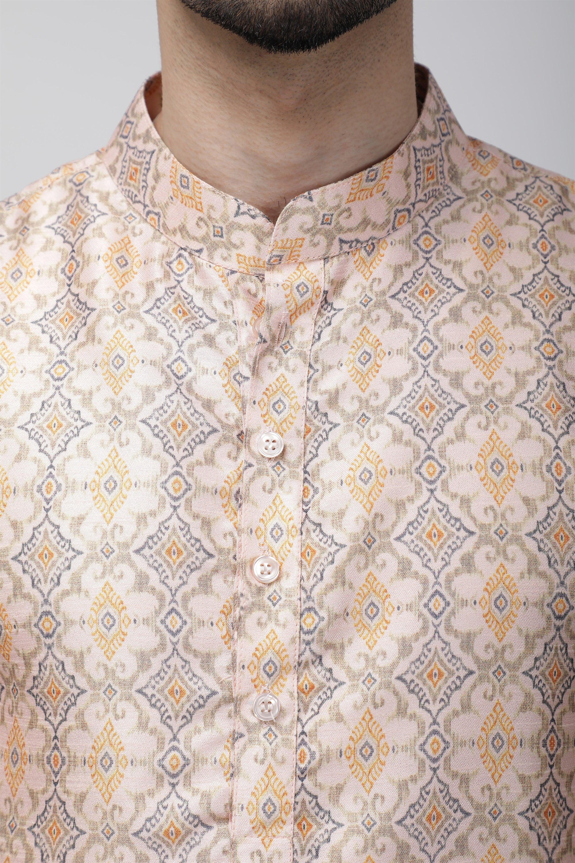 Tale of Teal Printed Long Ethnic Kurta - Pink