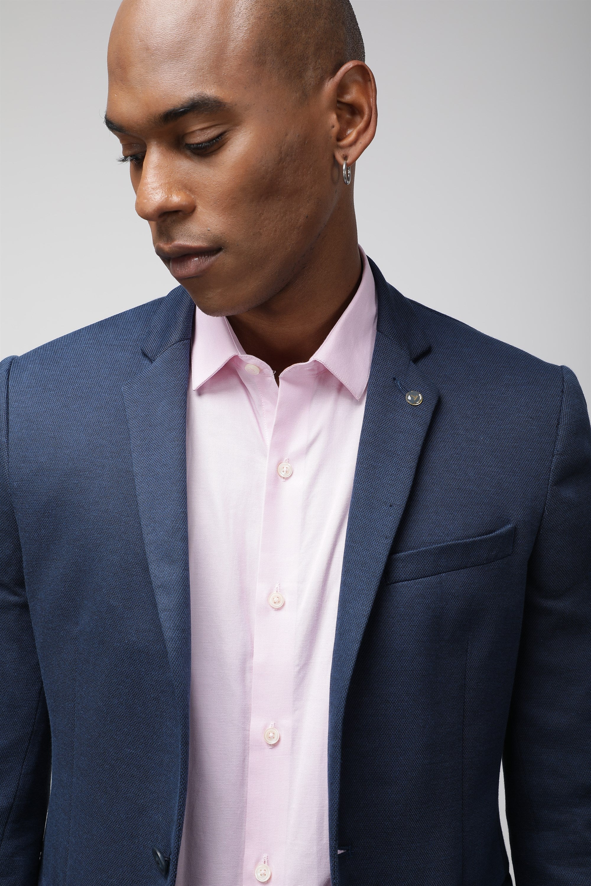 T the brand Slim Fit Fully Lined Knit Blazer - Blue