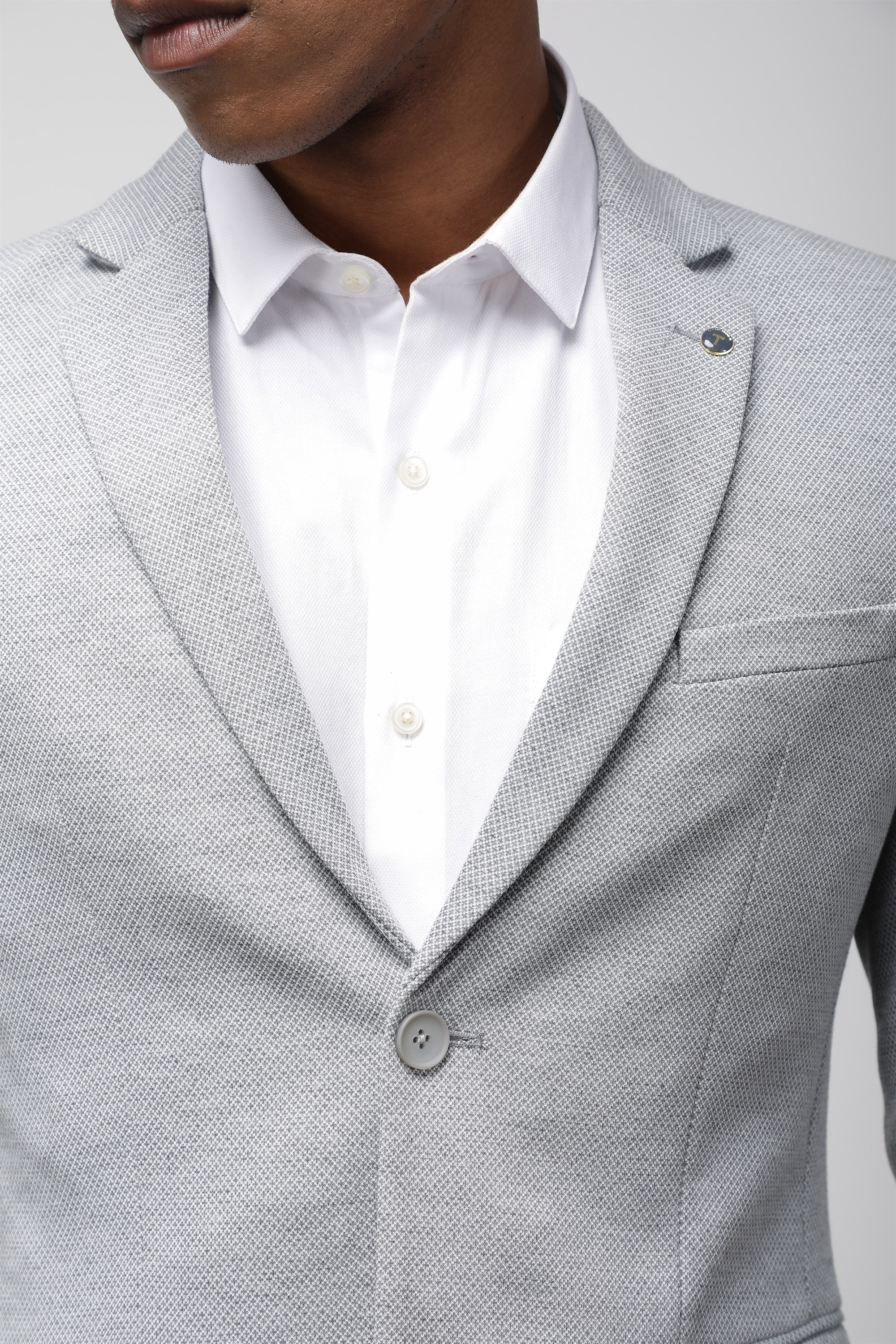 T the brand Slim Fit Knit Blazer - Grey