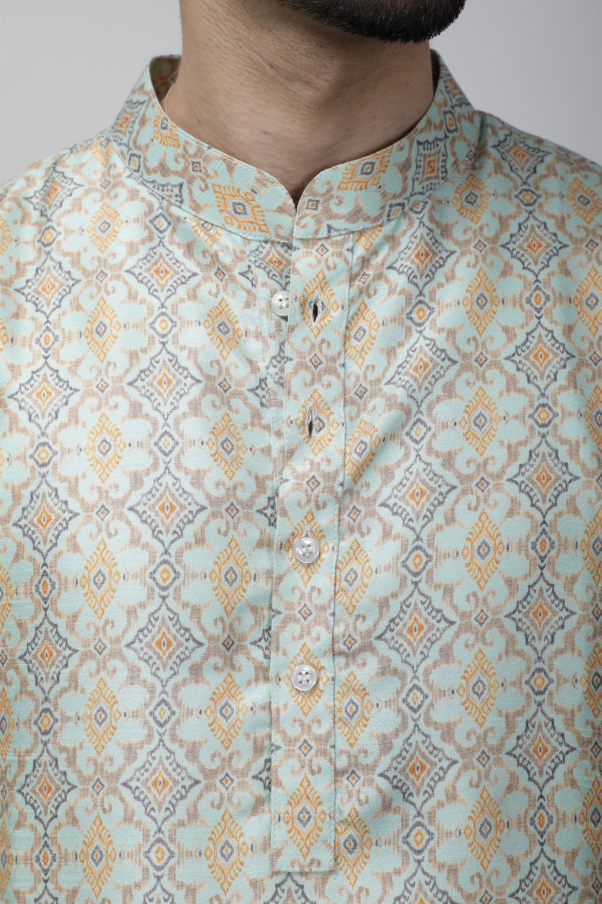 Tale of Teal Printed Long Ethnic Kurta - Blue