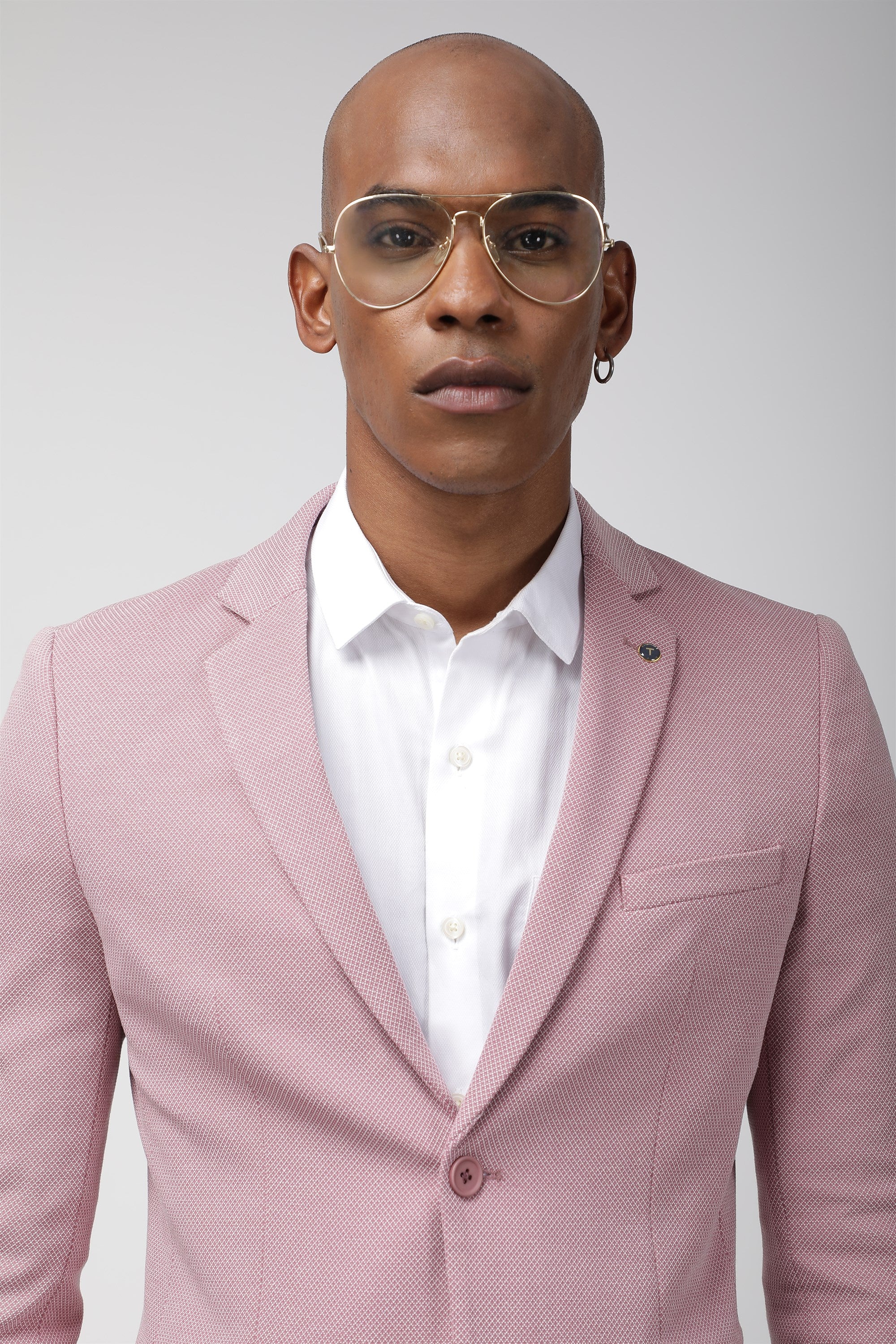 T the brand Slim Fit Knit Blazer - Pink