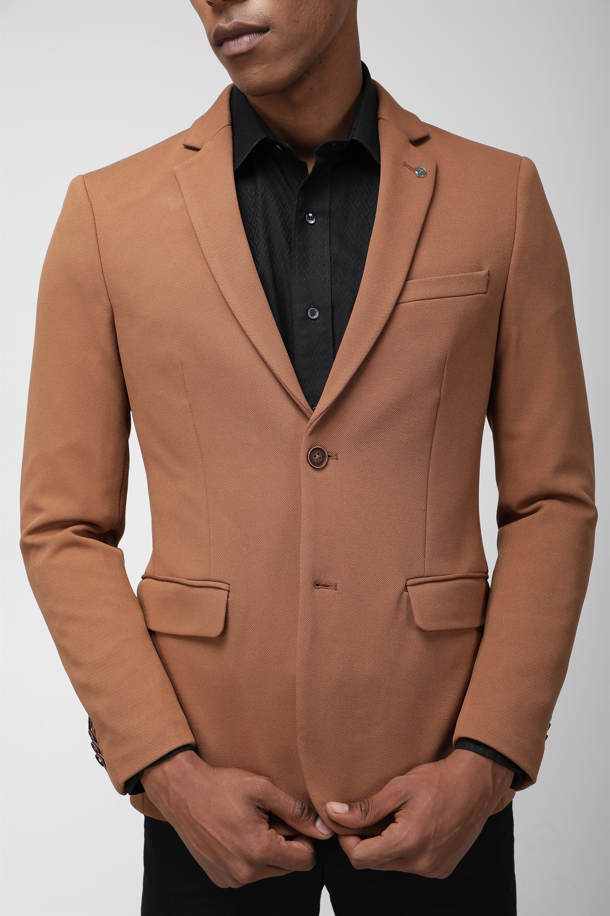 T the brand Super Slim Fit Knit Blazer - Rust
