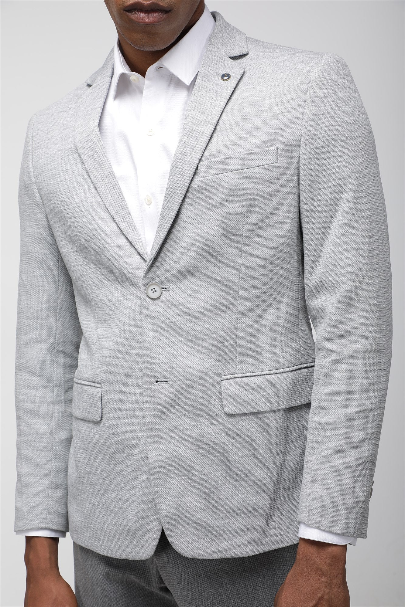 T the brand Super Slim Fit Knit Blazer - Grey
