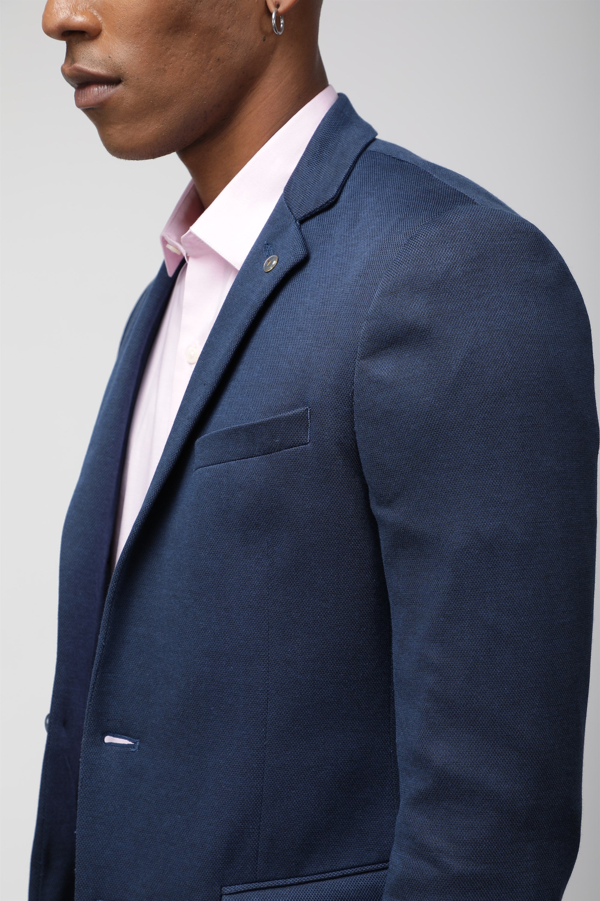 T the brand Slim Fit Fully Lined Knit Blazer - Blue