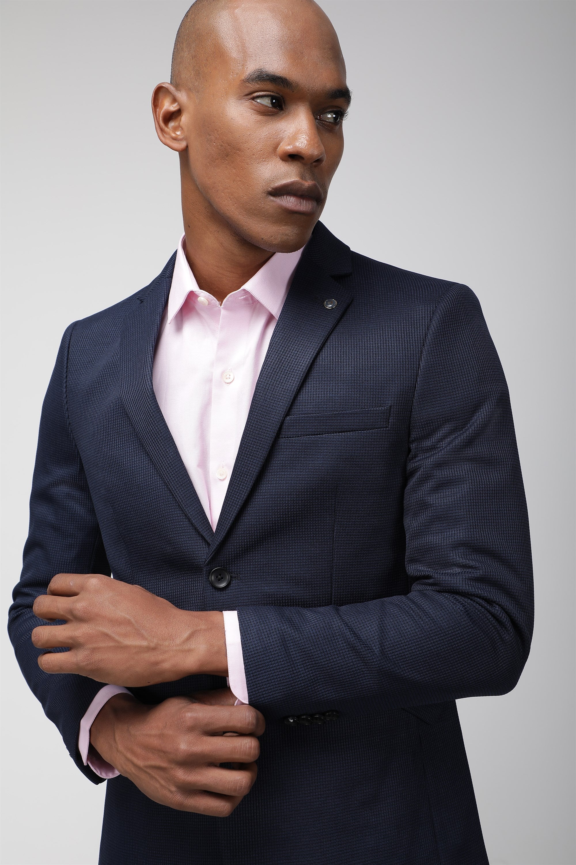 T the brand Super Slim Fit Fully Lined Knit Blazer - Blue