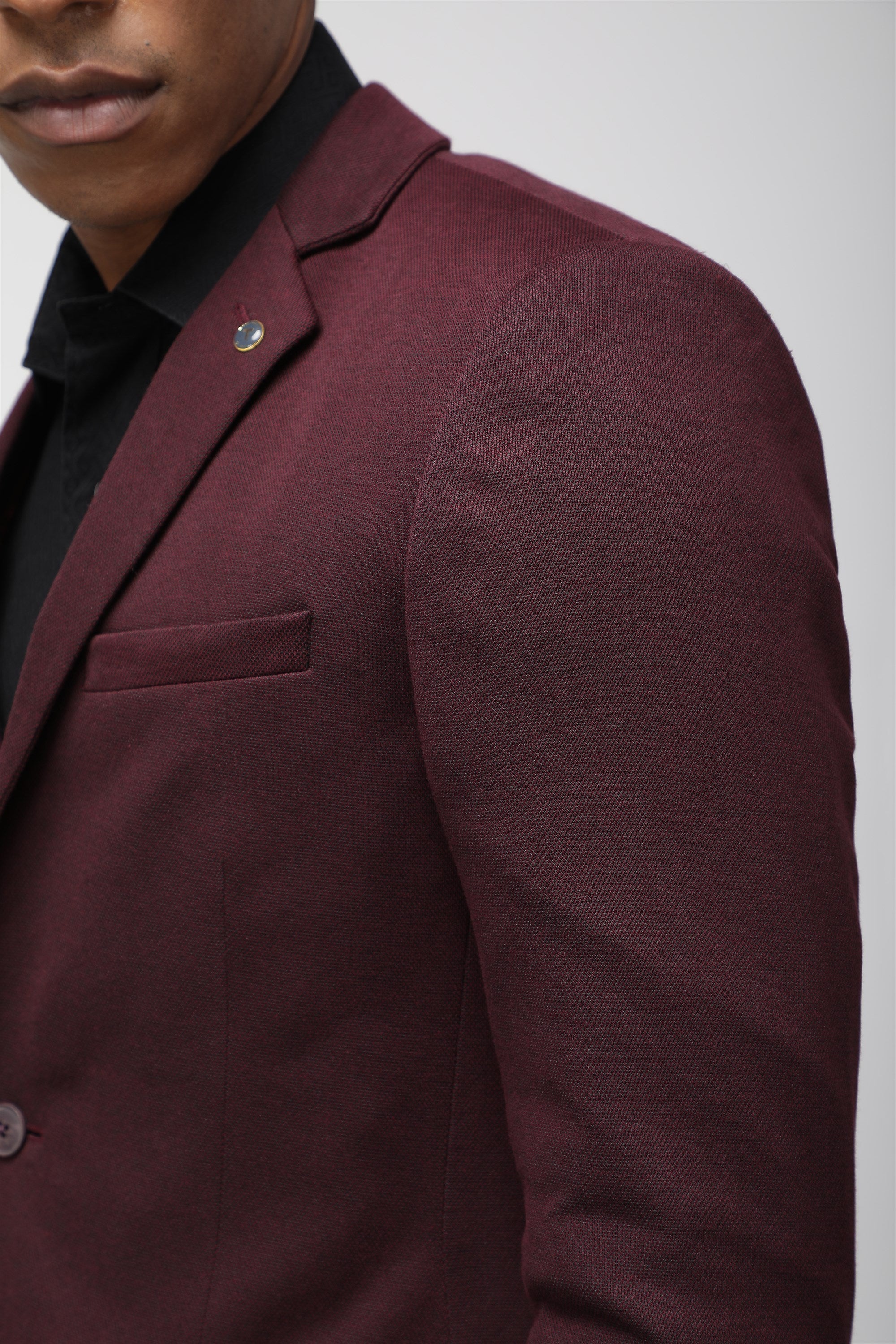 T the brand Slim Fit Fully Lined Knit Blazer - Maroon