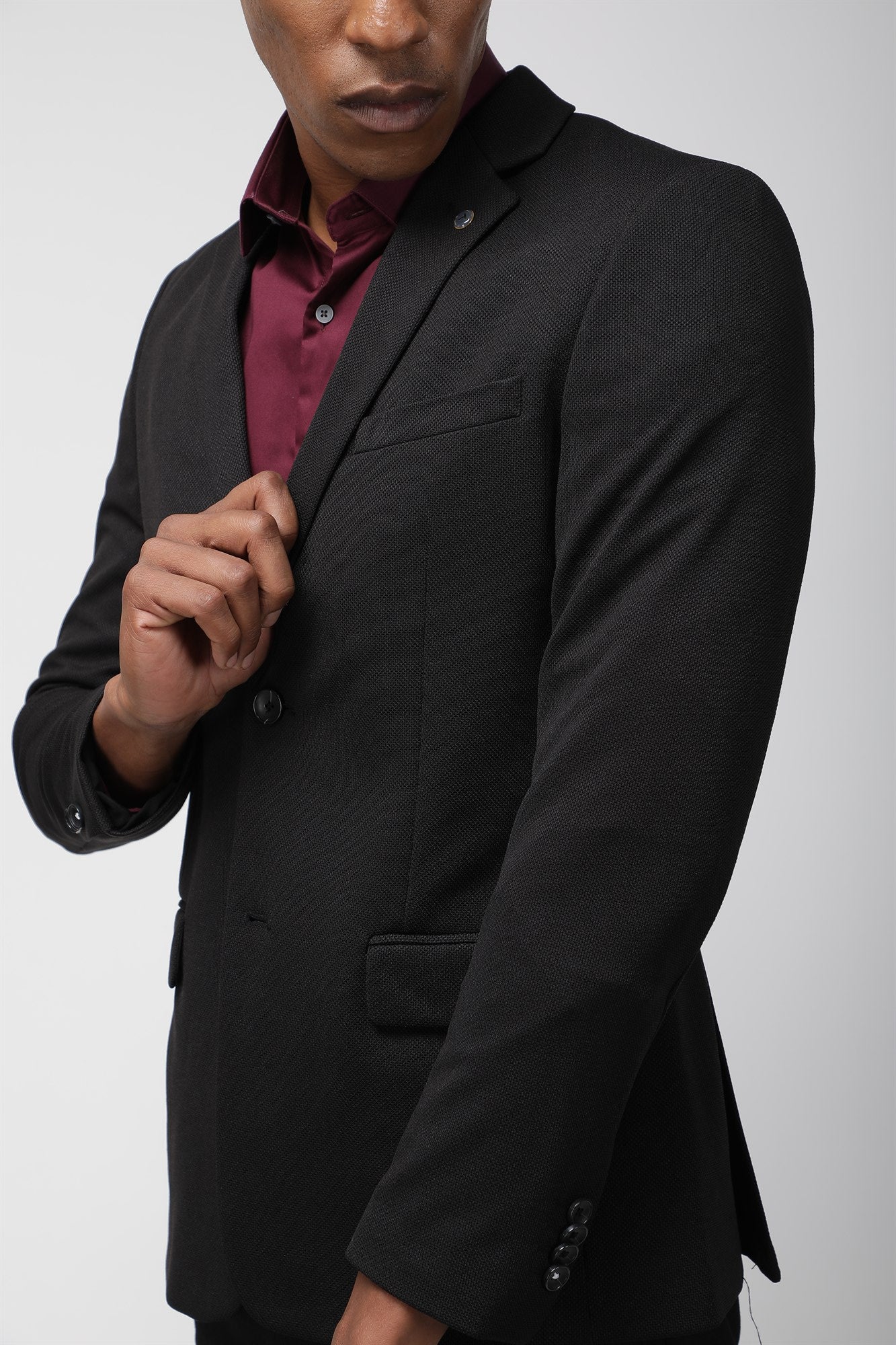 T the brand Super Slim Fit Fully Lined Knit Blazer - Black