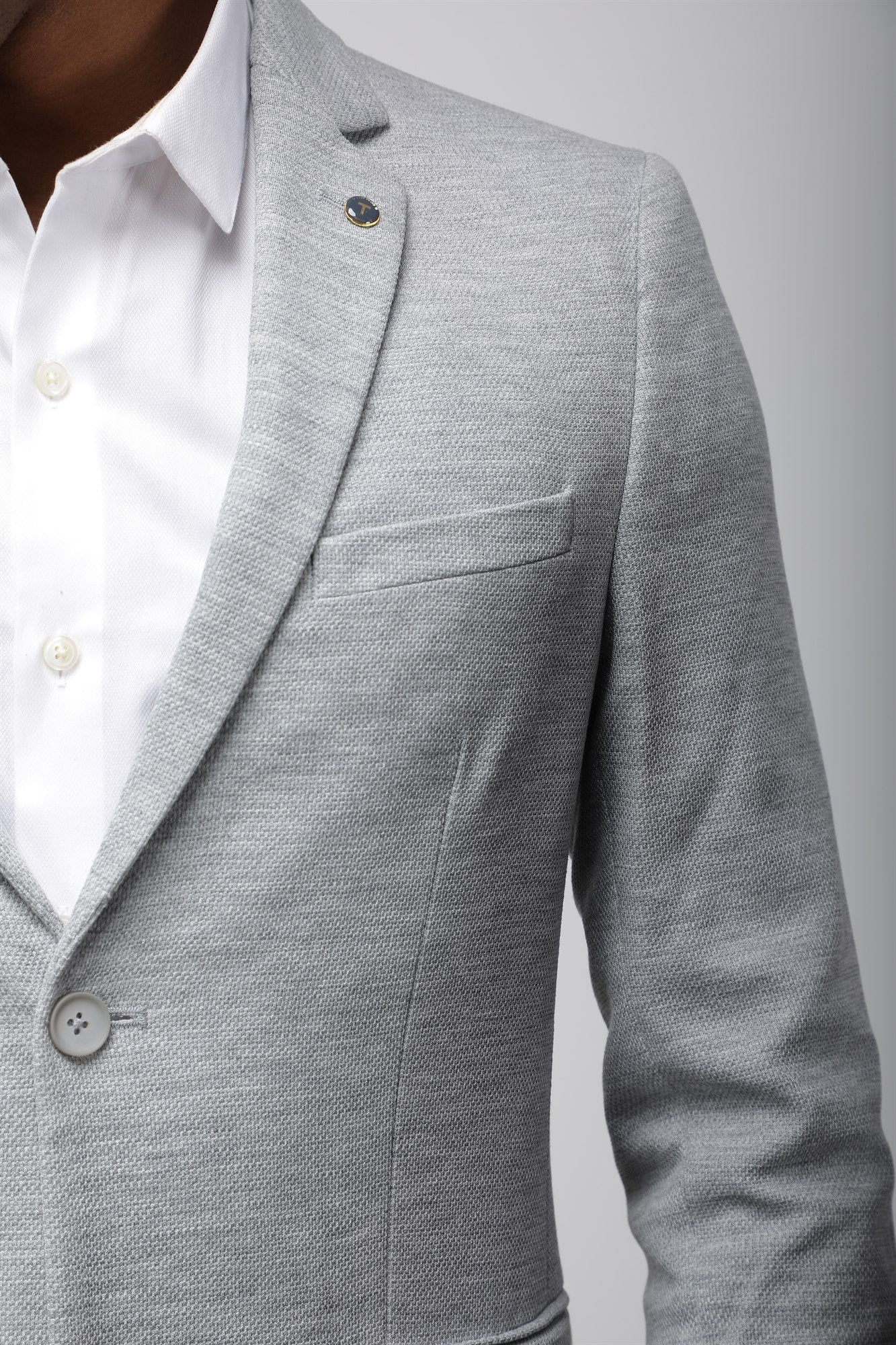 T the brand Super Slim Fit Knit Blazer - Grey