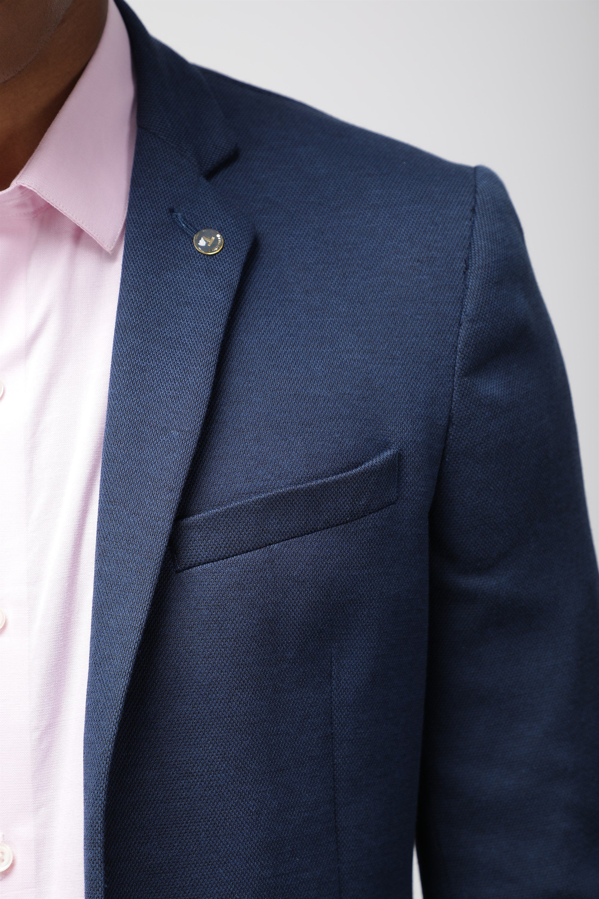 T the brand Slim Fit Fully Lined Knit Blazer - Blue