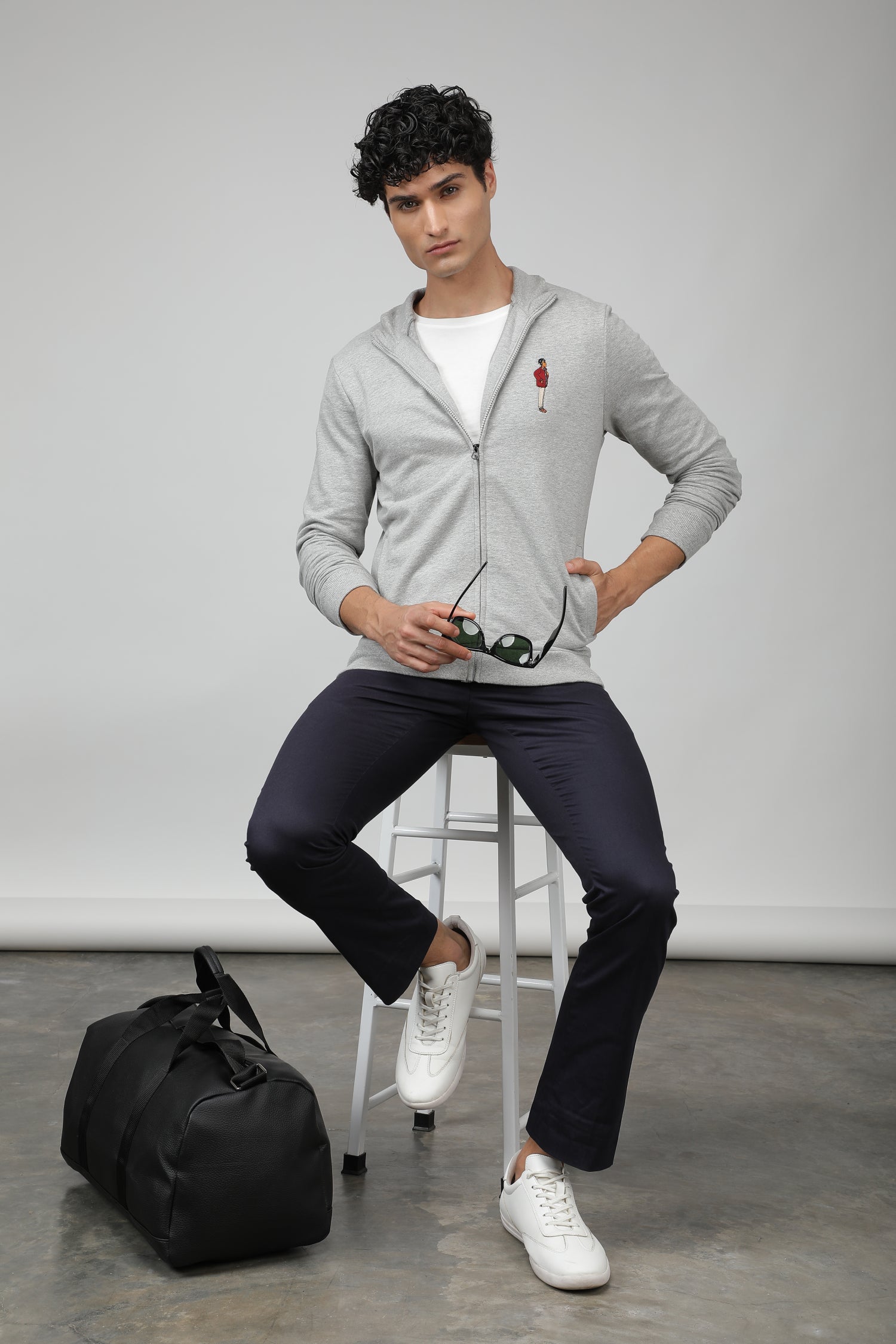 Mr.Brown Men's High Neck Full Sleeve Slim Fit Sweatshirt - Grey