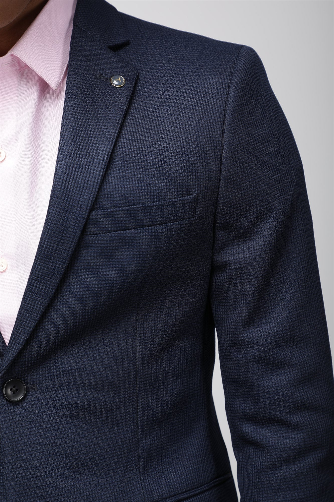 T the brand Super Slim Fit Fully Lined Knit Blazer - Blue