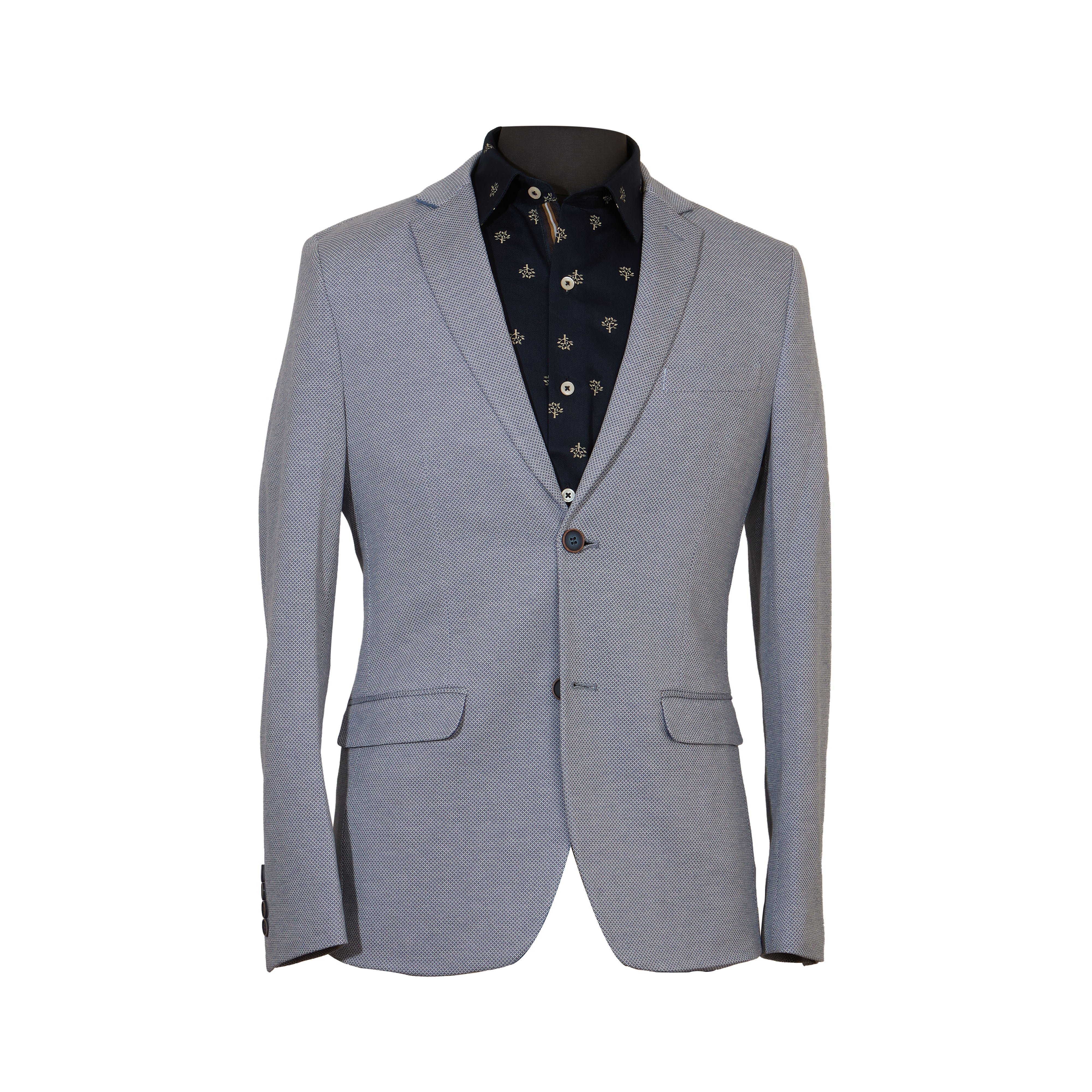 Sky Blue dobby Stretch Knit Blazer