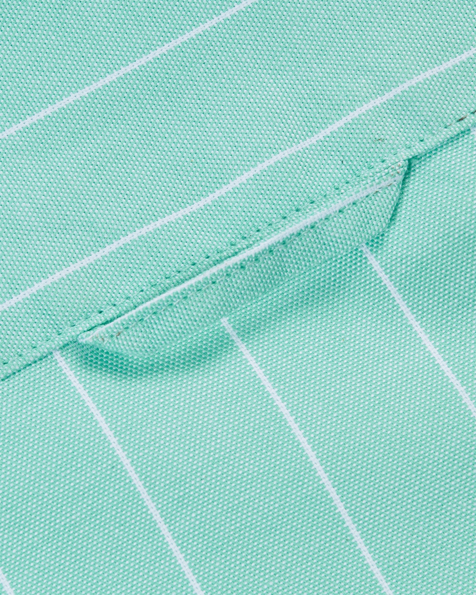 Bare Brown Mandarin Collar Cotton Pinstriped Shirt, Slim Fit with Full Sleeves - Light Green