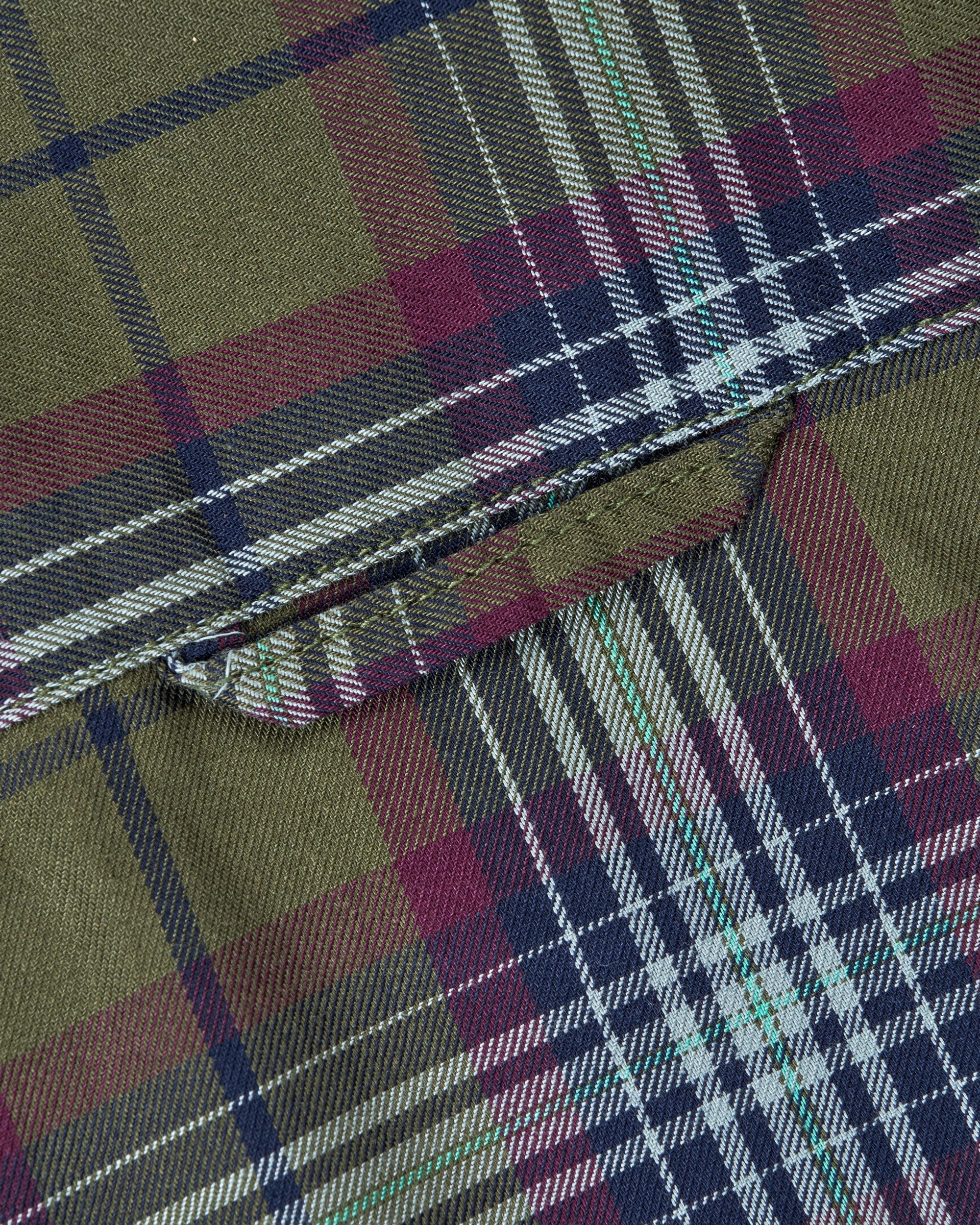 Bare Brown Buttondown Collar Cotton Checked Shirt, Slim Fit with Full Sleeves - Olive