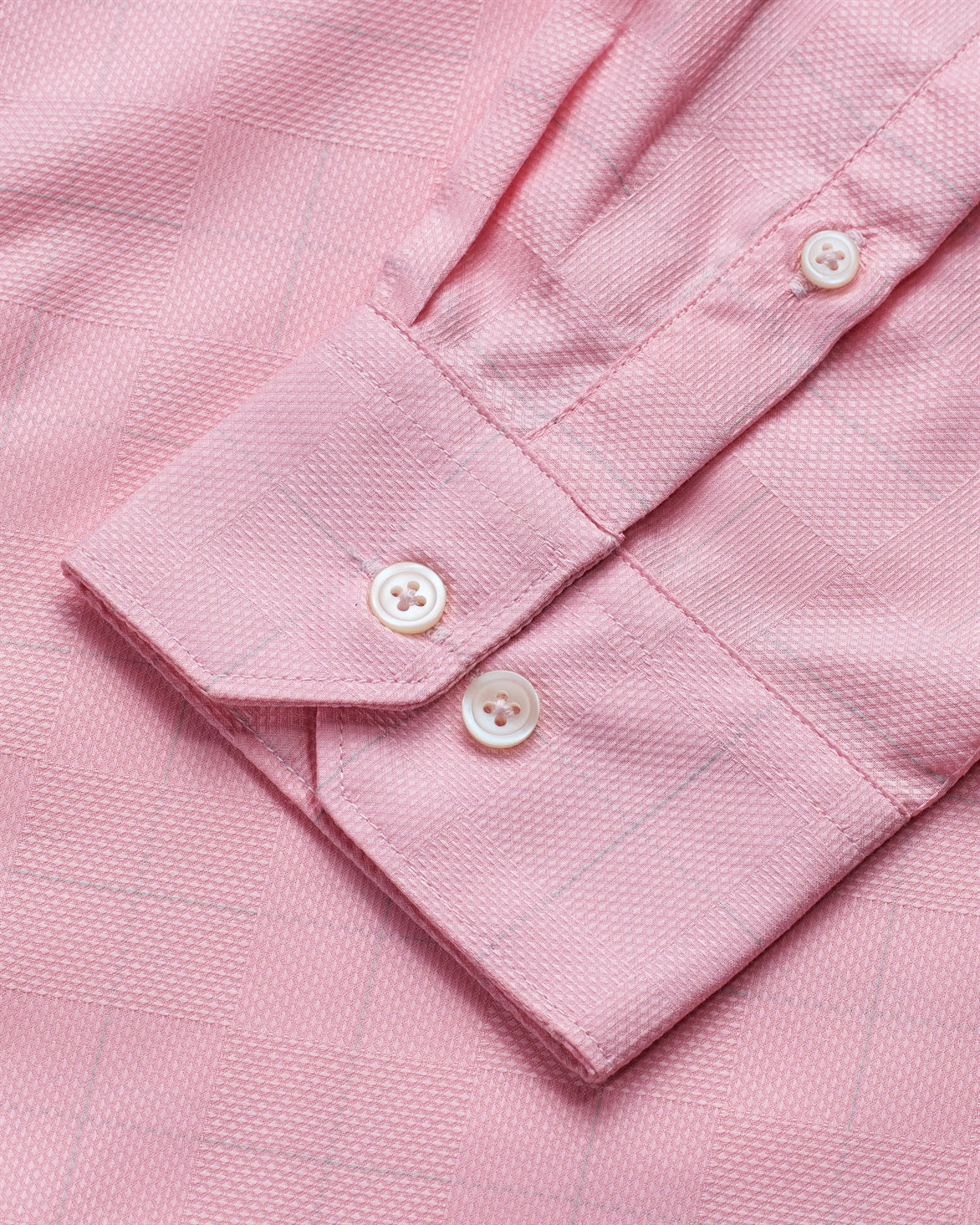 T the brand Checkered Dobby Slim Fit Full Sleeved Cotton Shirt - Pink