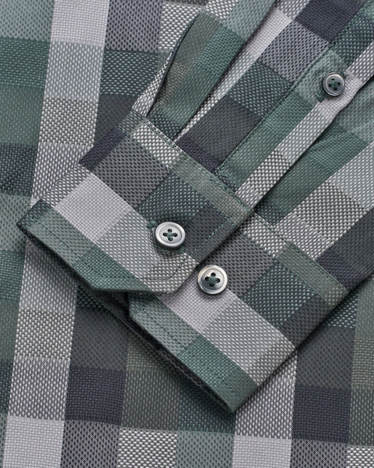 T the brand Checkered Slim Fit Full Sleeved Cotton Shirt - Green