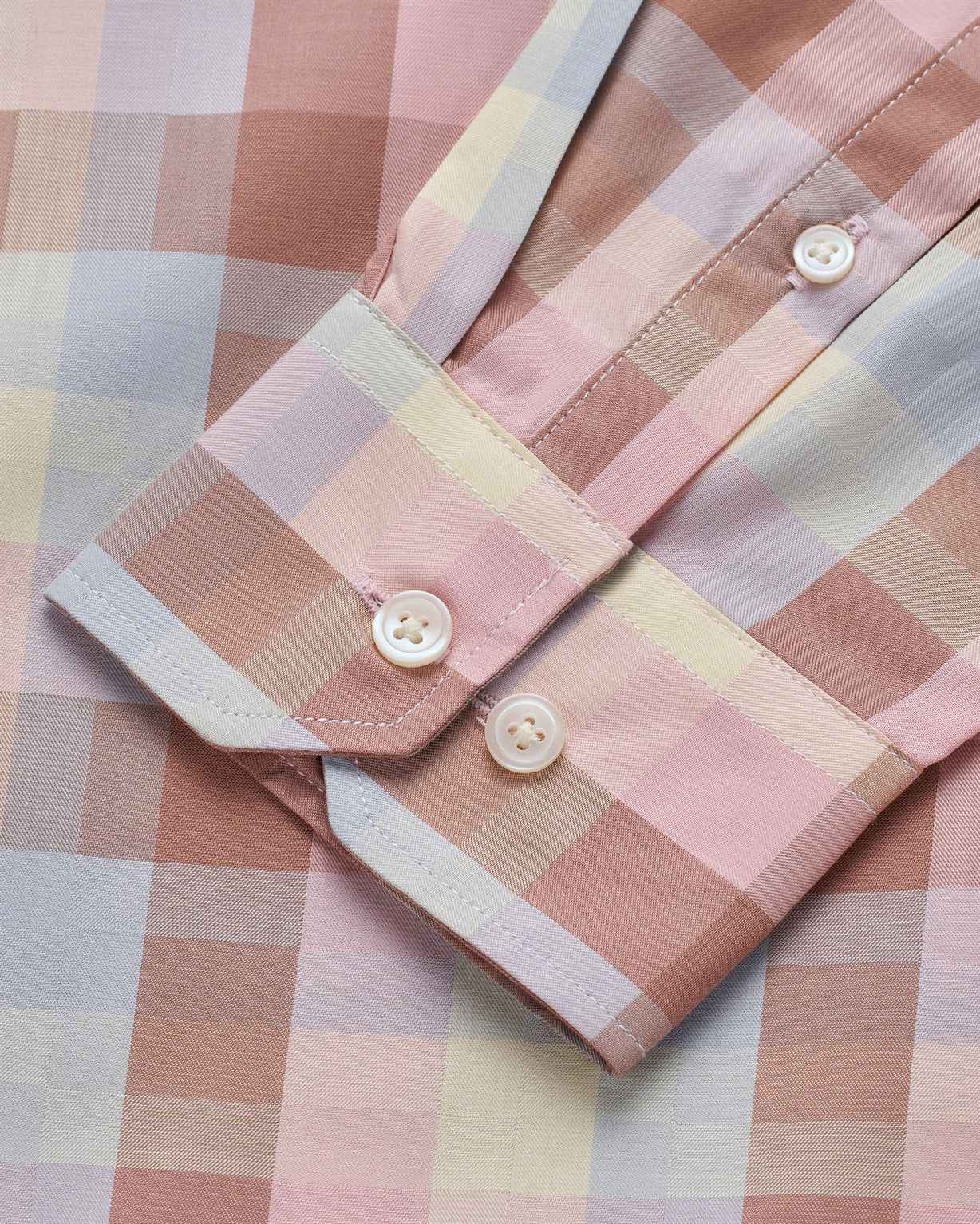 T the brand Checkered Slim Fit Full Sleeved Cotton Shirt - Pink