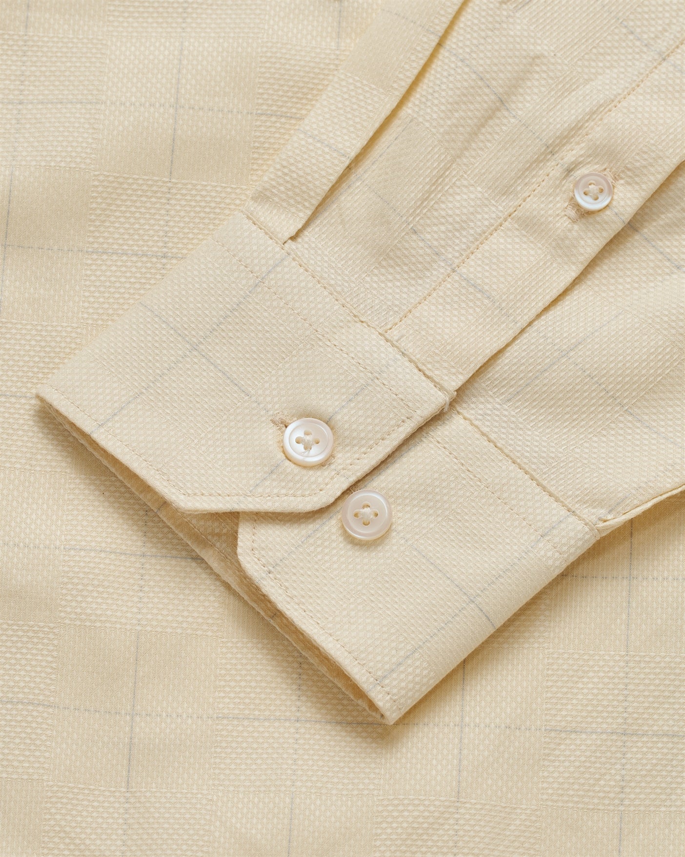 T the brand Checkered Dobby Slim Fit Full Sleeved Cotton Shirt - Yellow
