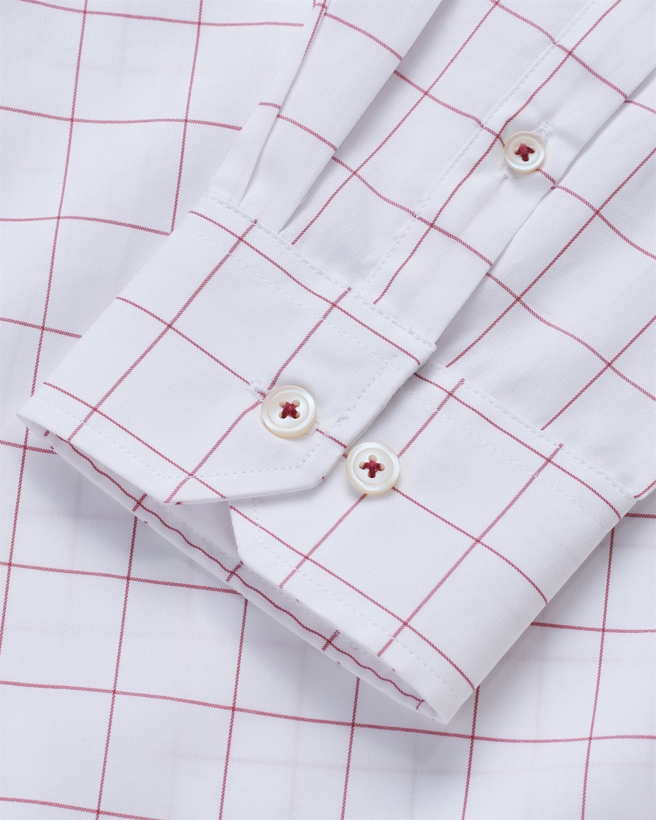 T the brand Checkered Slim Fit Full Sleeved Cotton Shirt - Red and White