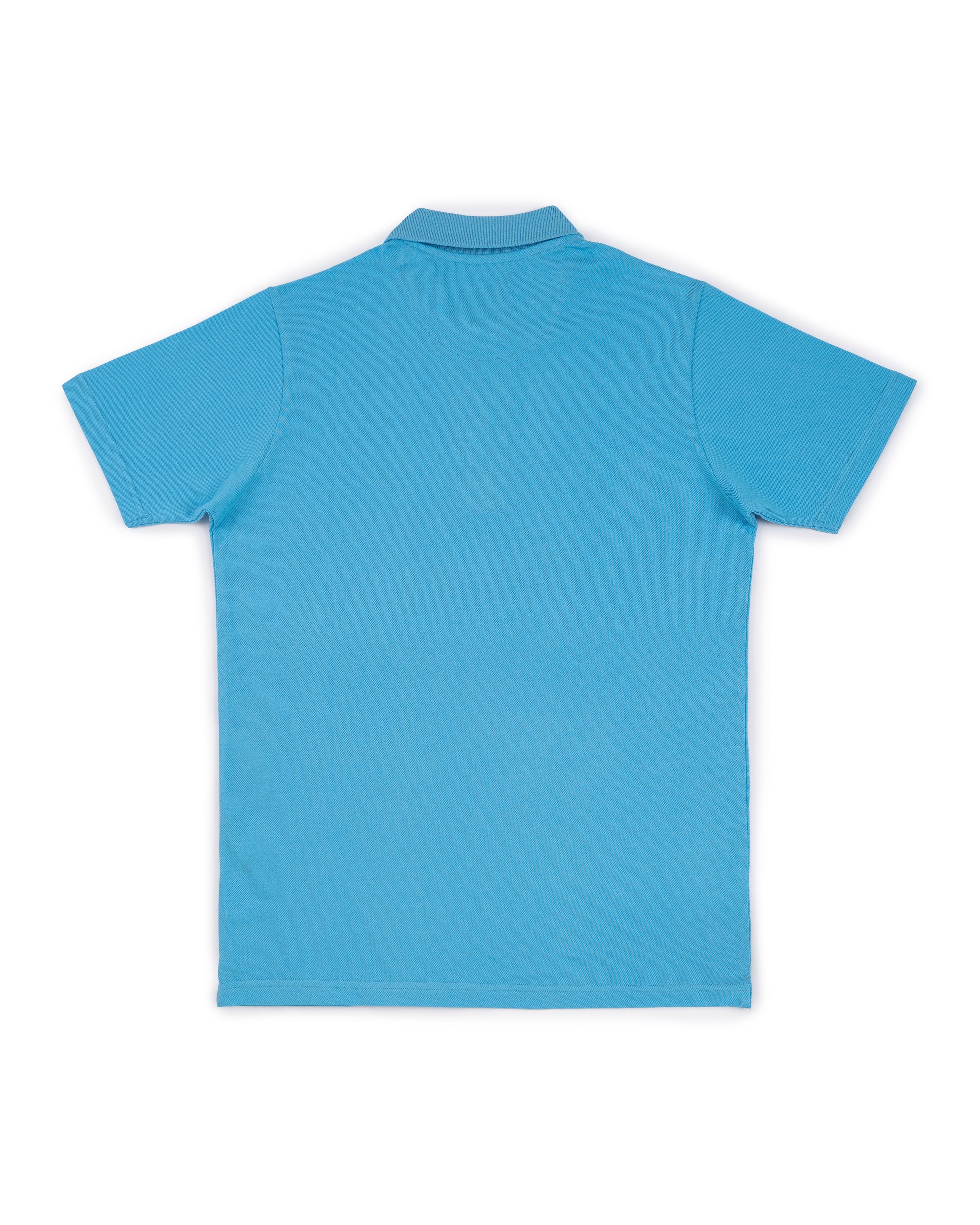 Bare Brown Aqua Blue Slim Fit Lightweight Polo T-Shirt