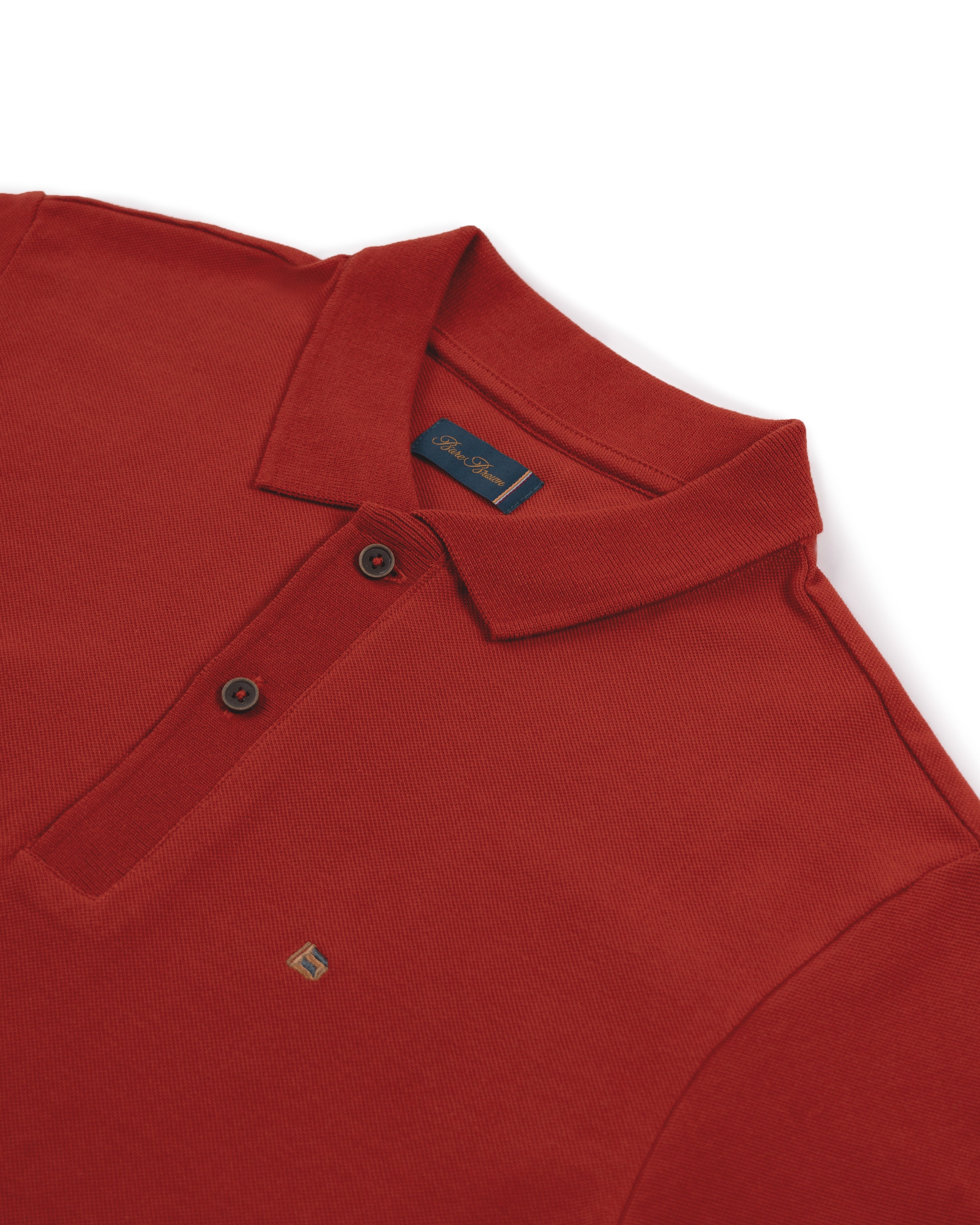 Bare Brown Red Slim Fit Lightweight Polo T-Shirt