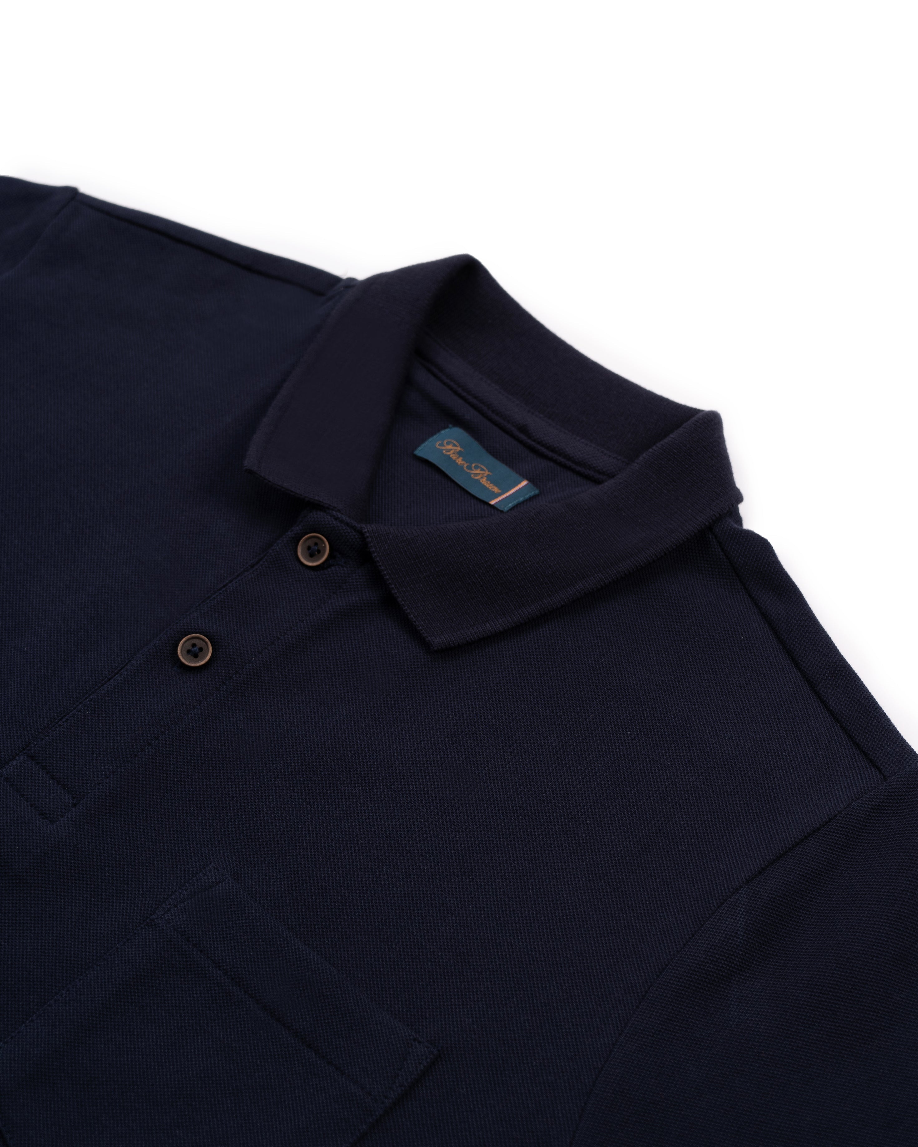 Bare Brown Navy Slim Fit Lightweight Polo T-Shirt with Pocket
