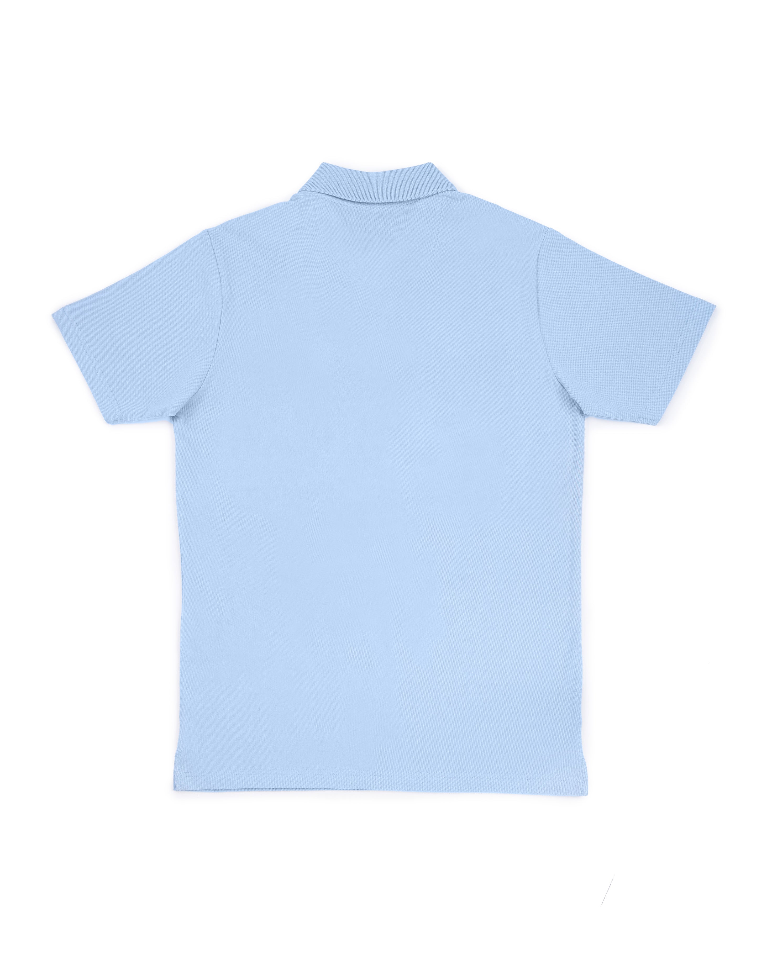 Bare Brown Light Blue Slim Fit Lightweight Polo T-Shirt