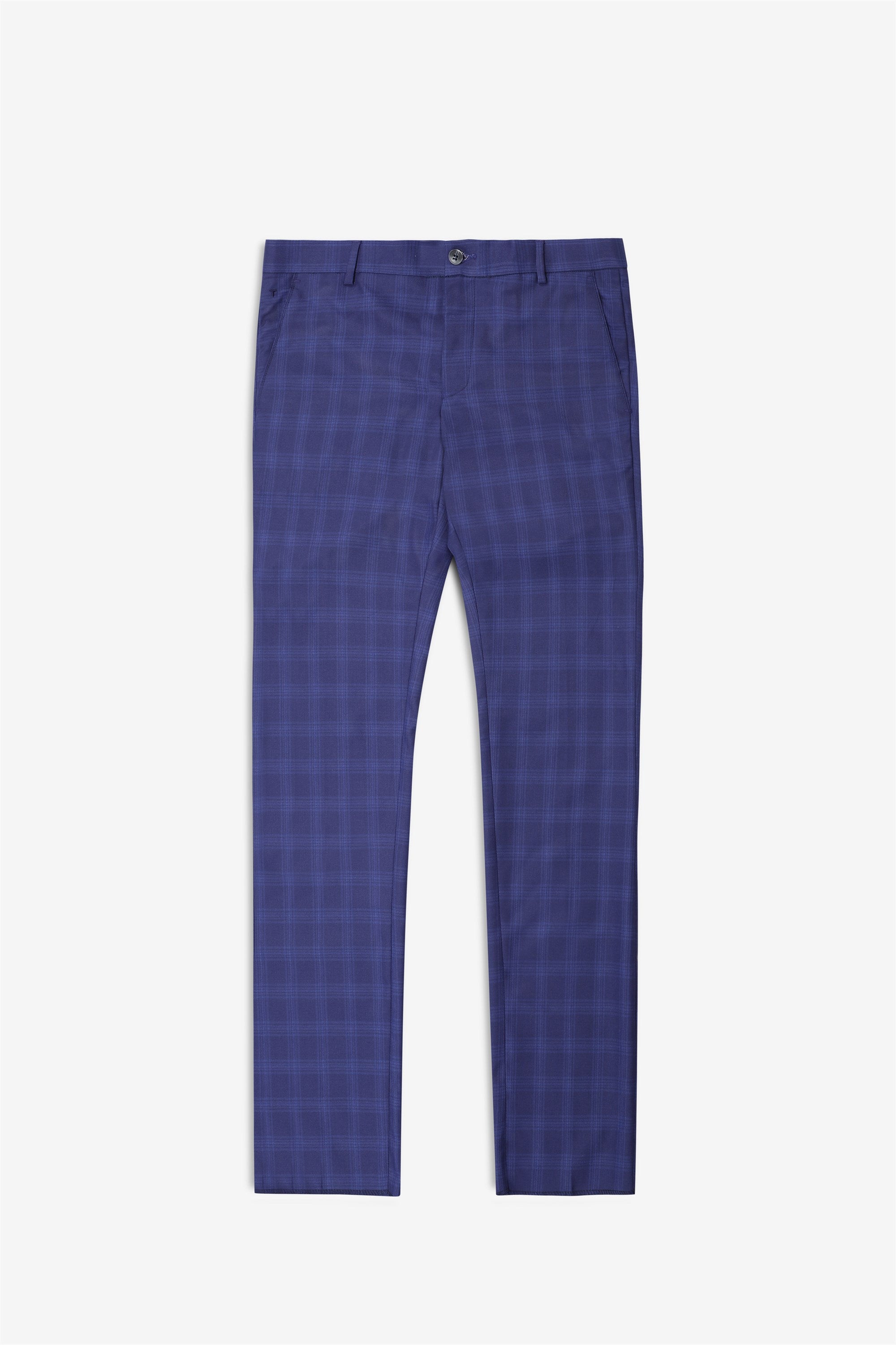 T the brand Men Formal Check Trouser - Navy Blue