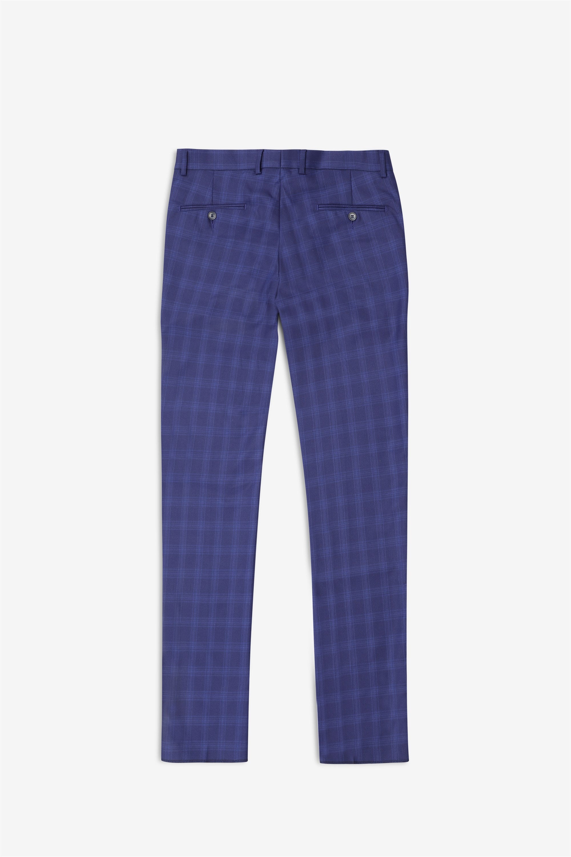 T the brand Men Formal Check Trouser - Navy Blue