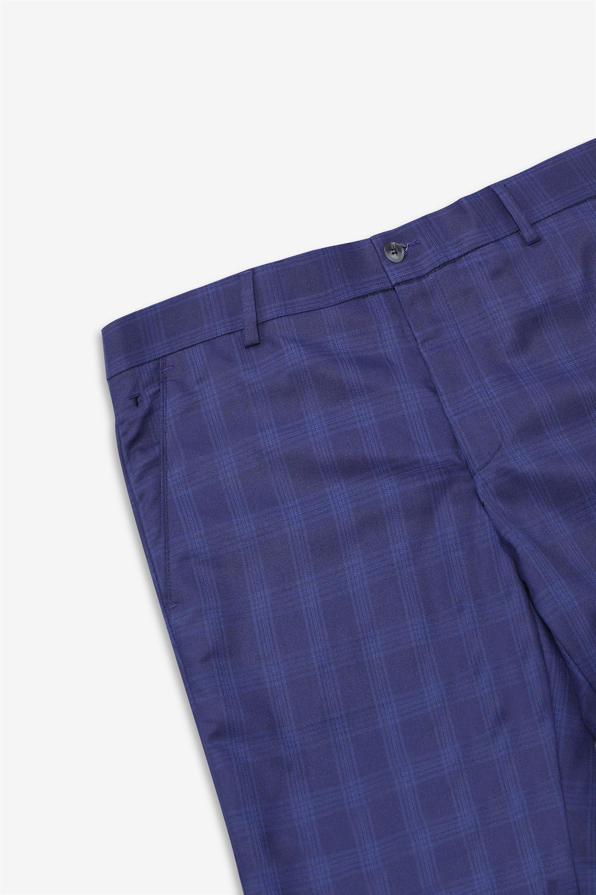 T the brand Men Formal Check Trouser - Navy Blue