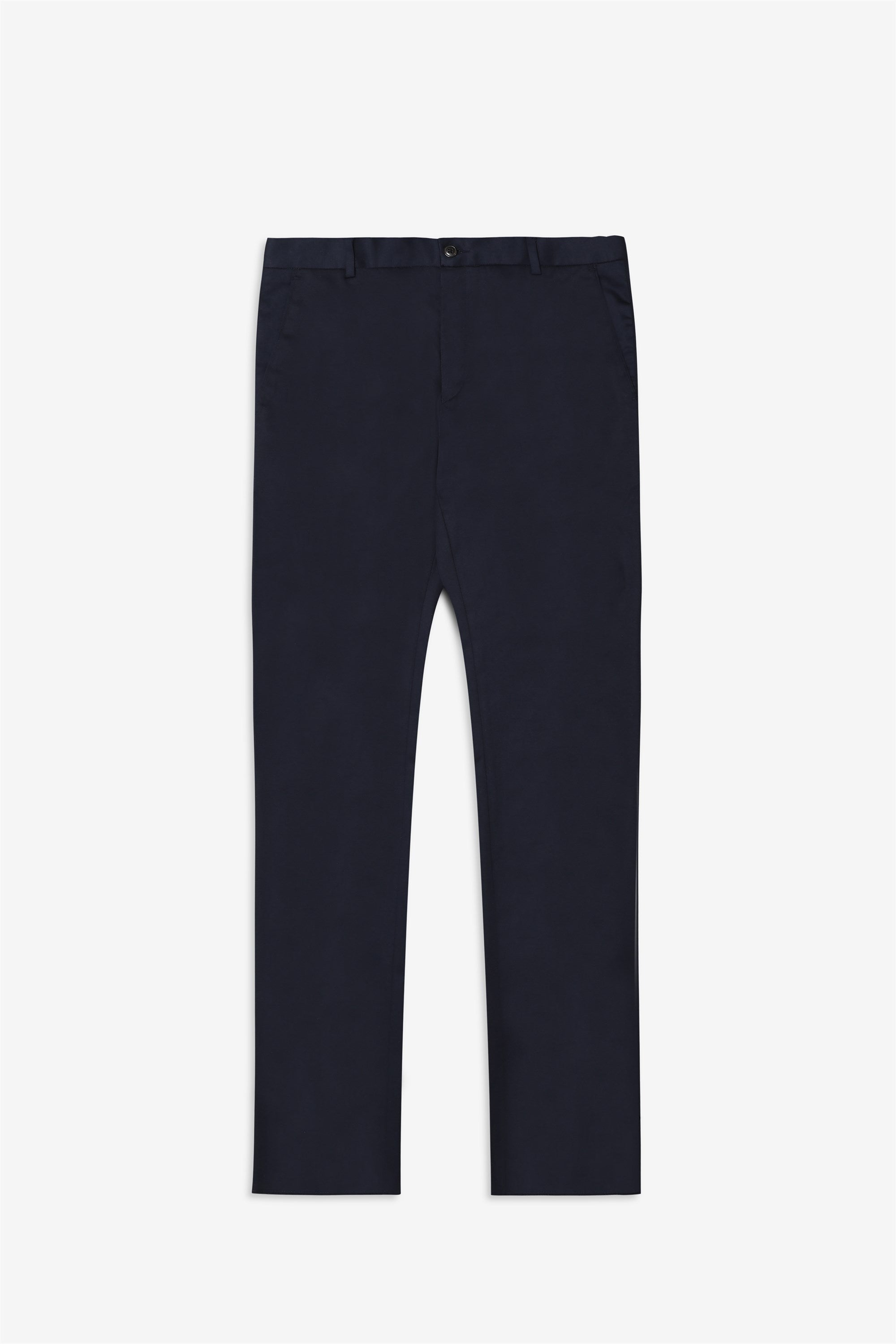 Bare Brown Stretch Slim Fit Cotton Trousers - Navy