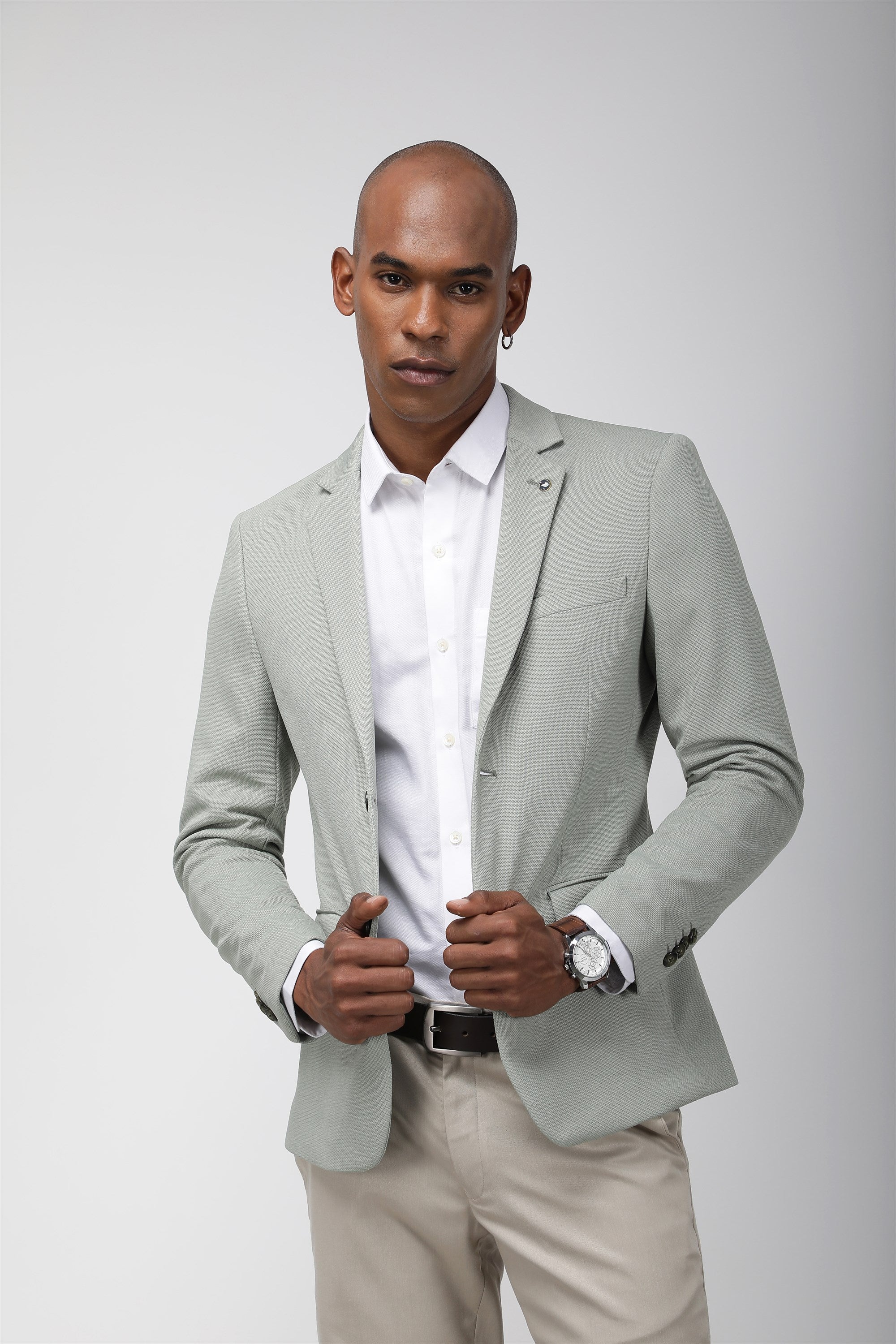 T the brand Slim Fit Knit Blazer - Green
