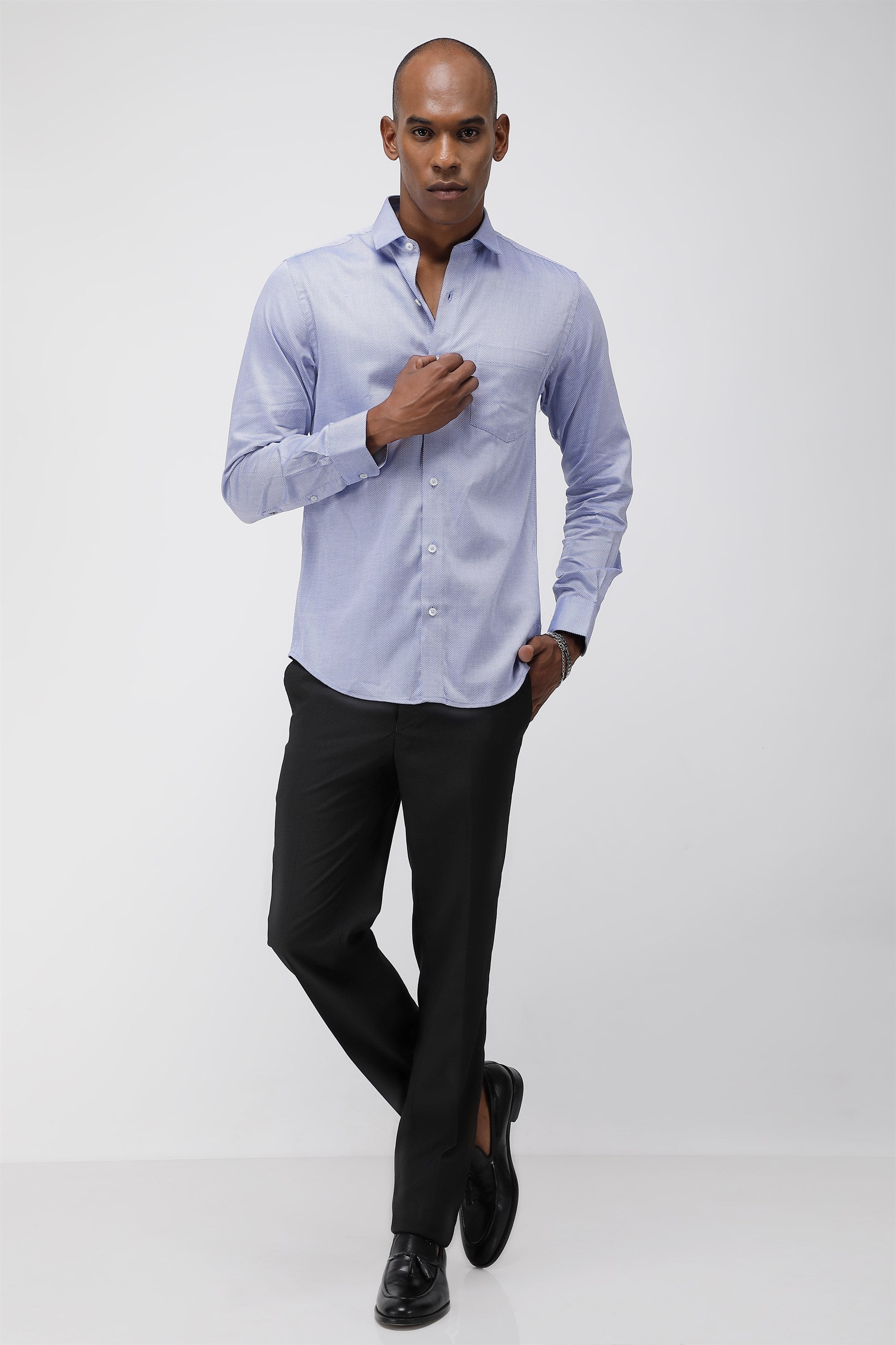 T the brand Stretch Formal Flat Textured Trouser - Black