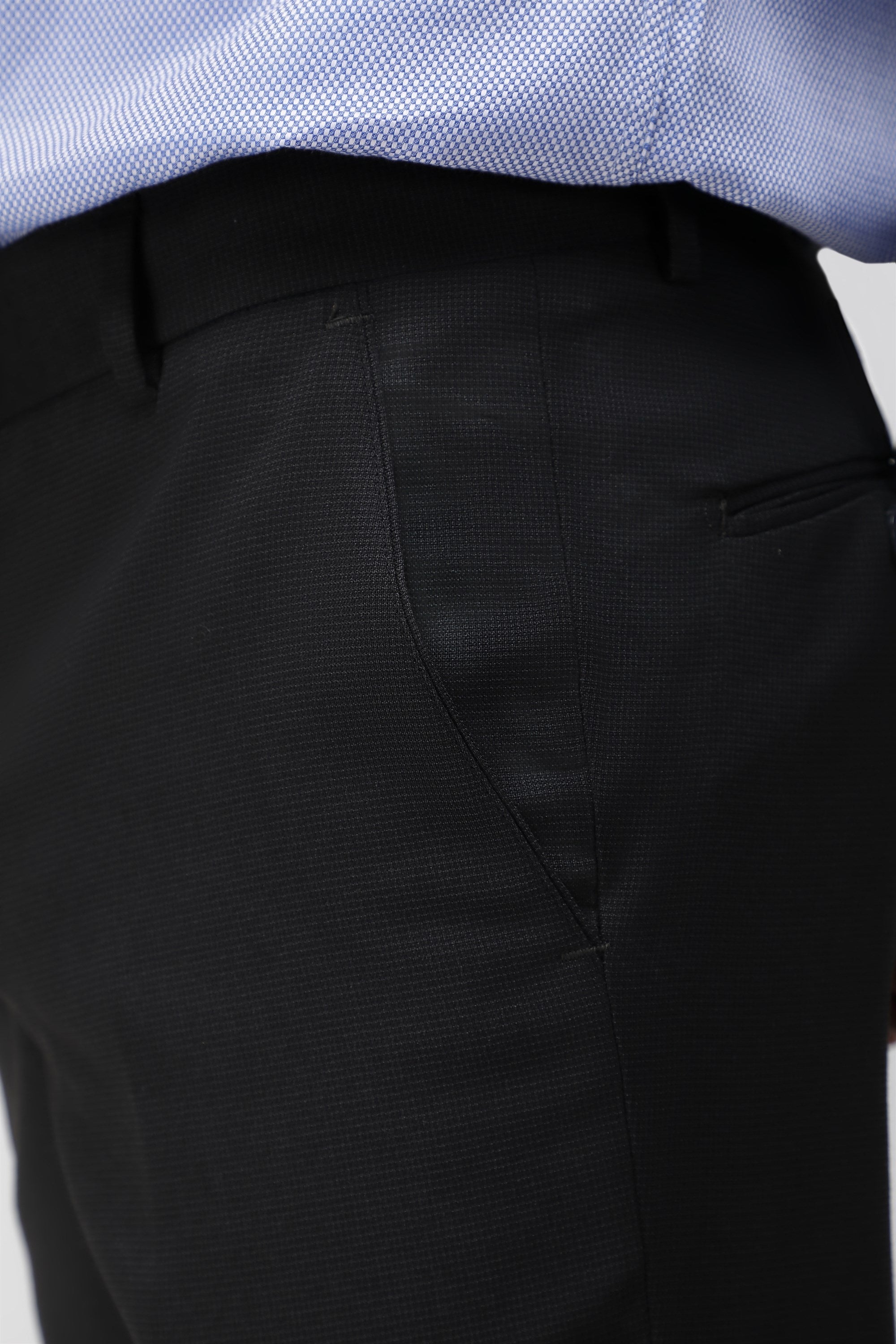 T the brand Stretch Formal Flat Textured Trouser - Black
