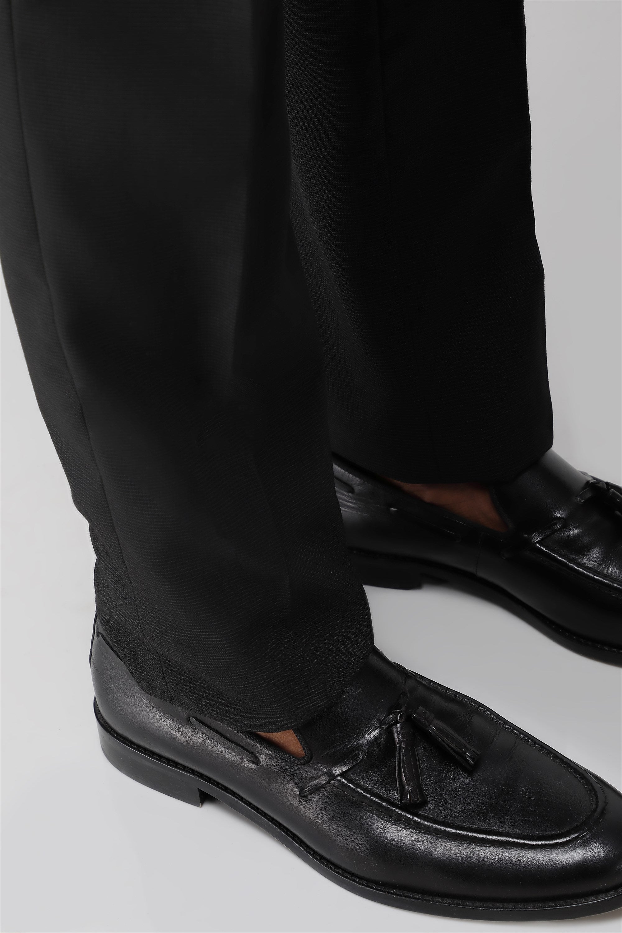T the brand Stretch Formal Flat Textured Trouser - Black