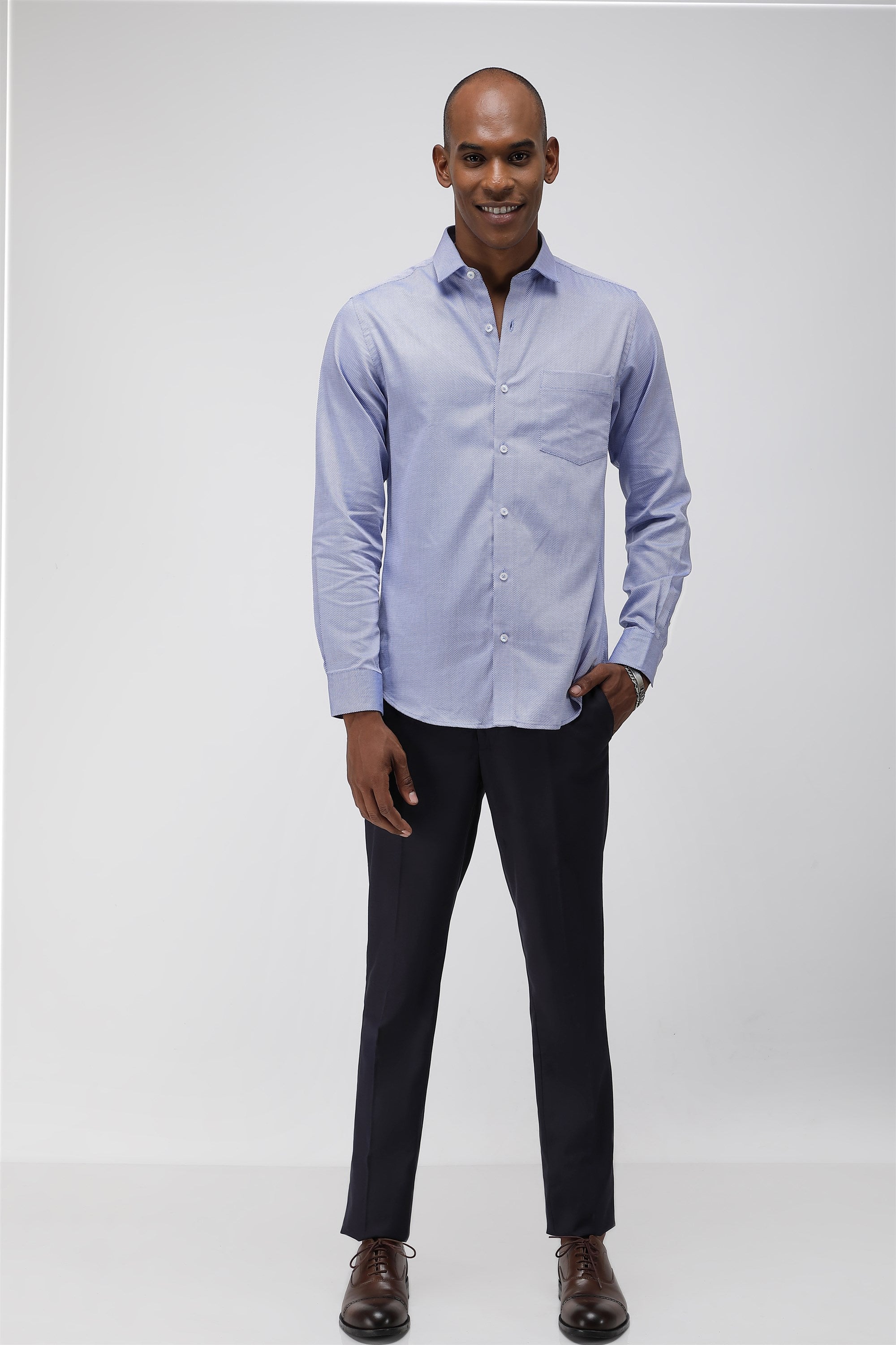 T the brand Stretch Formal Flat Front Trouser - Navy Blue