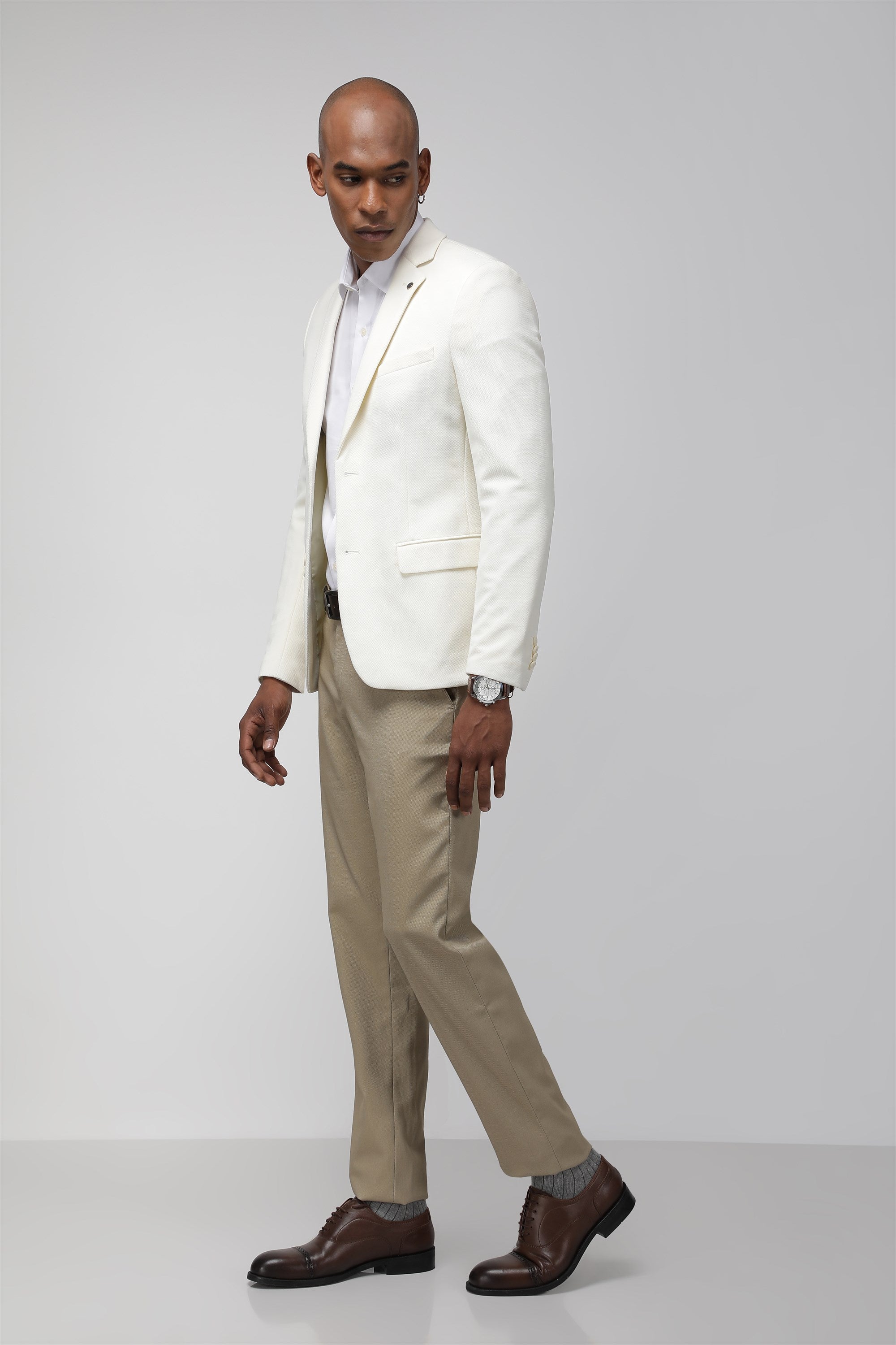 T the brand Slim Fit Knit Blazer - Ivory